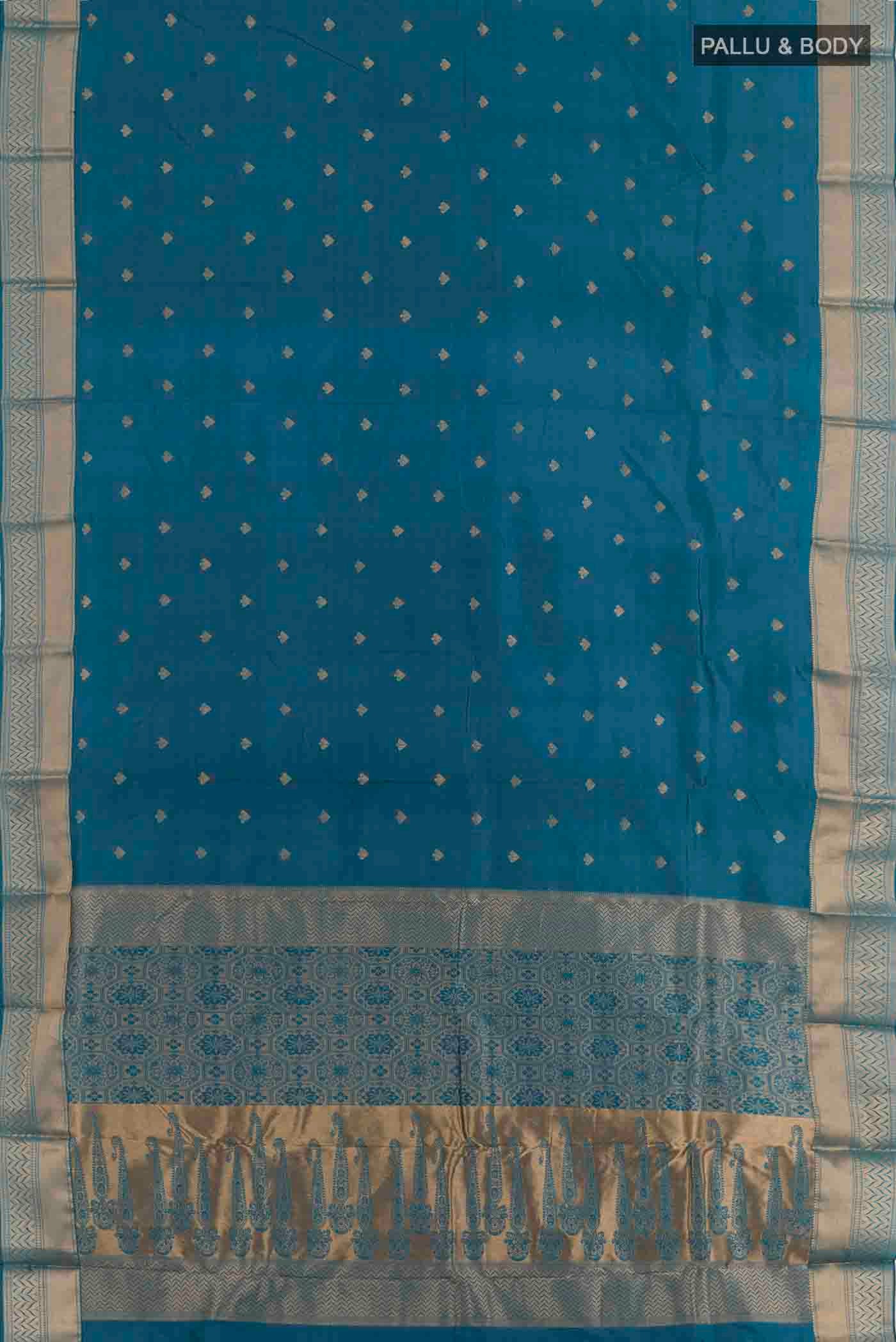 Blue Kanjivaram Silk Saree - Image 3