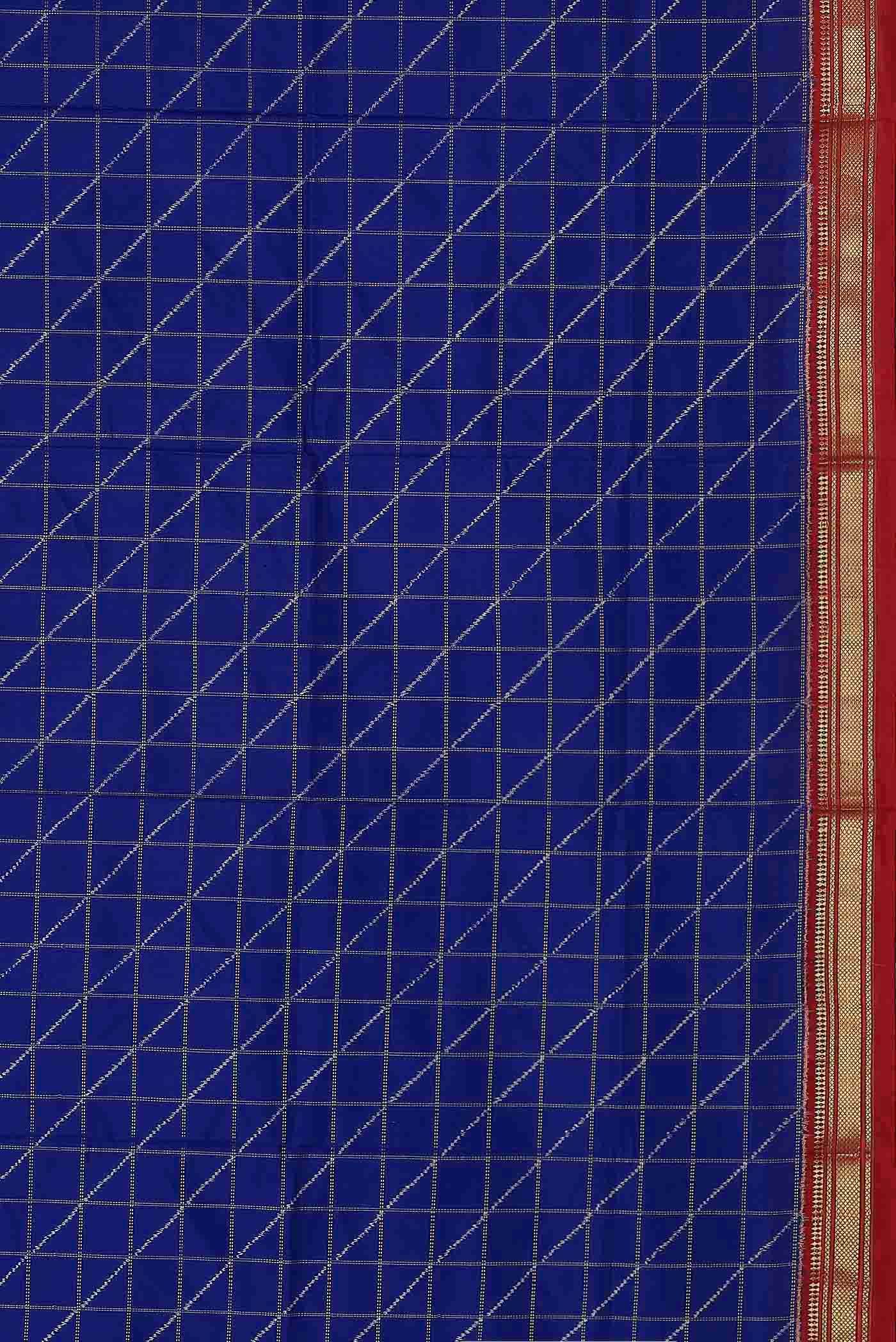 Royal Blue Pochampally Silk Saree - Image 7