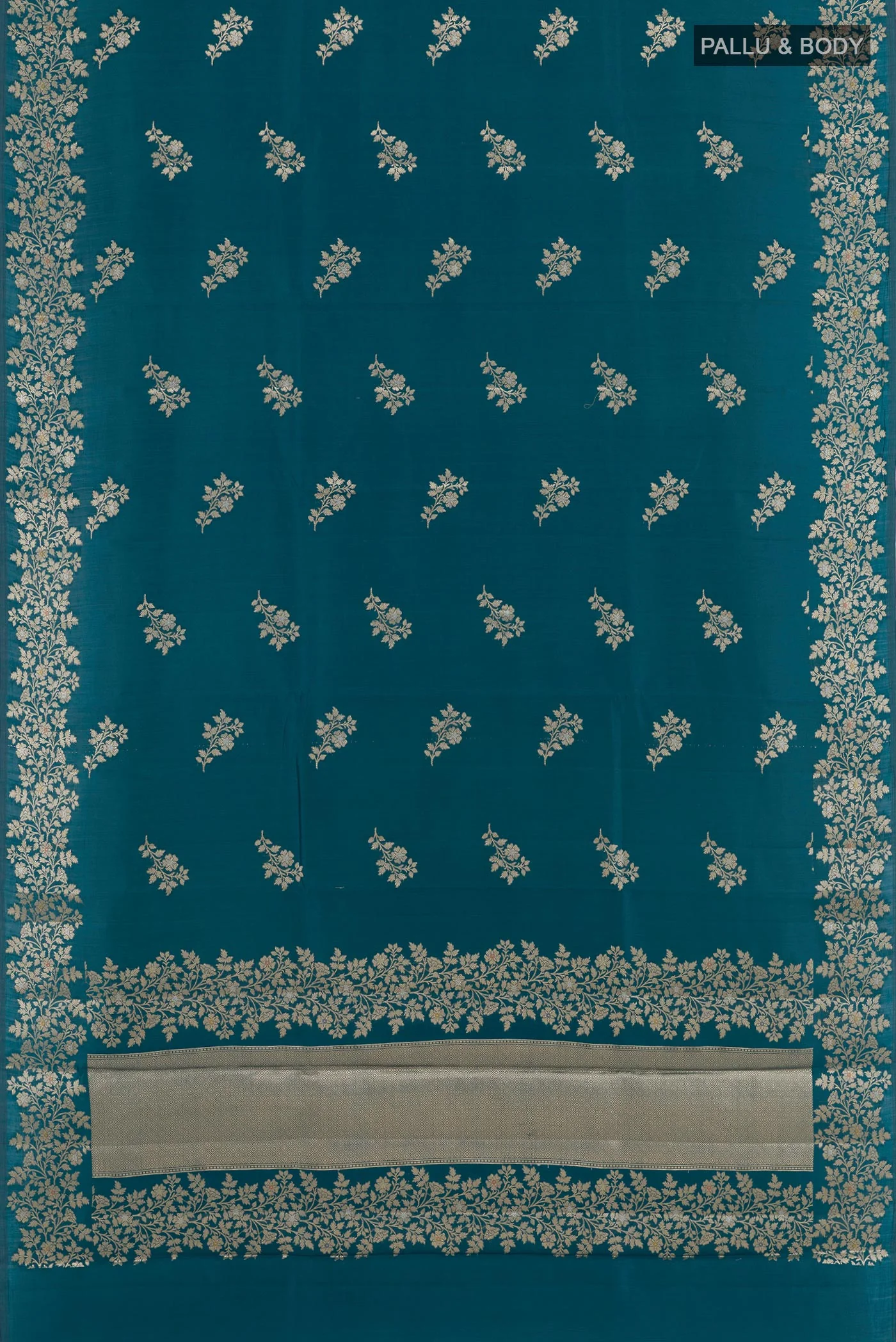 Blue Banarasi Raw Silk Saree - Image 3
