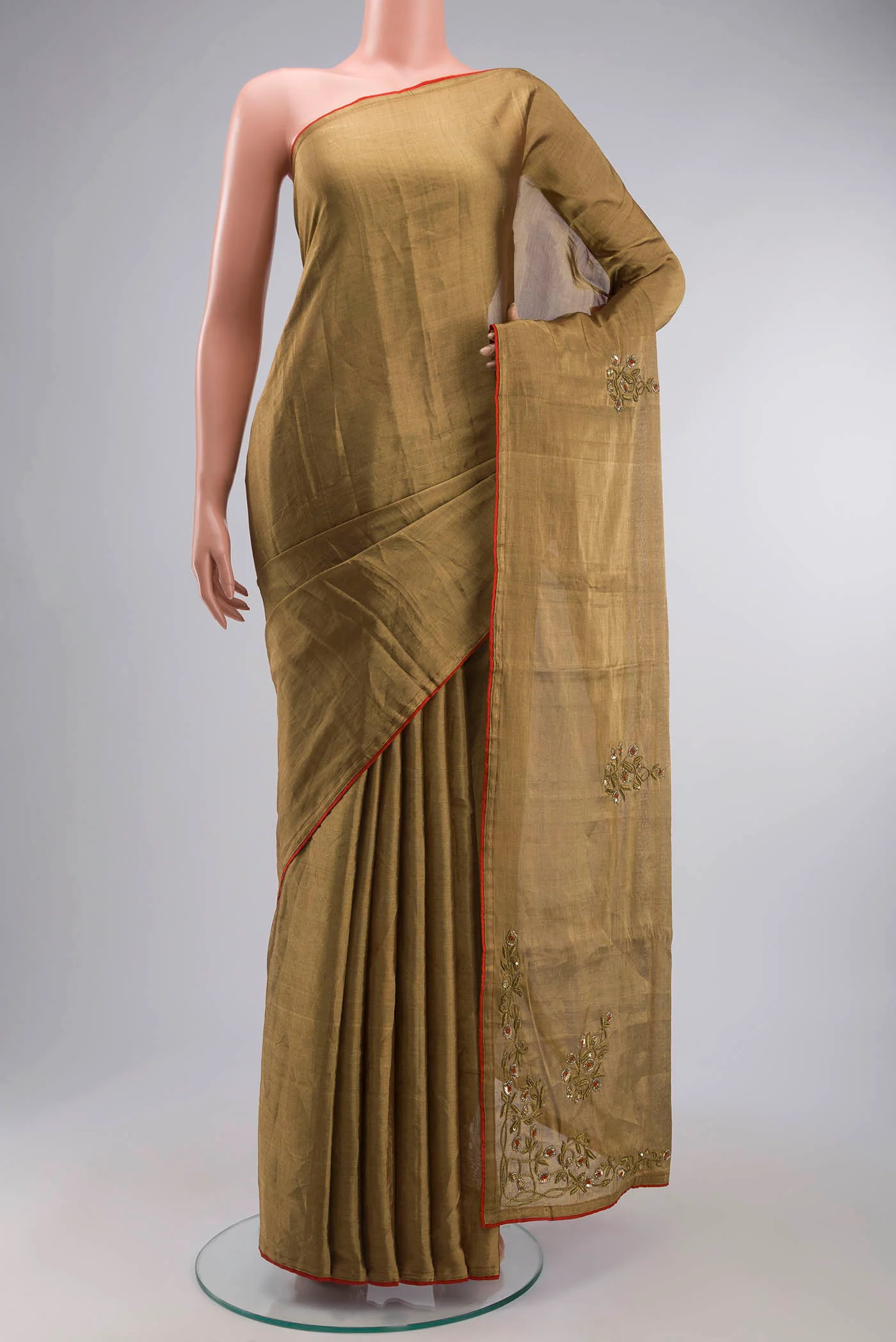 Rumana-Gold Tissue Silk Saree - Image 2