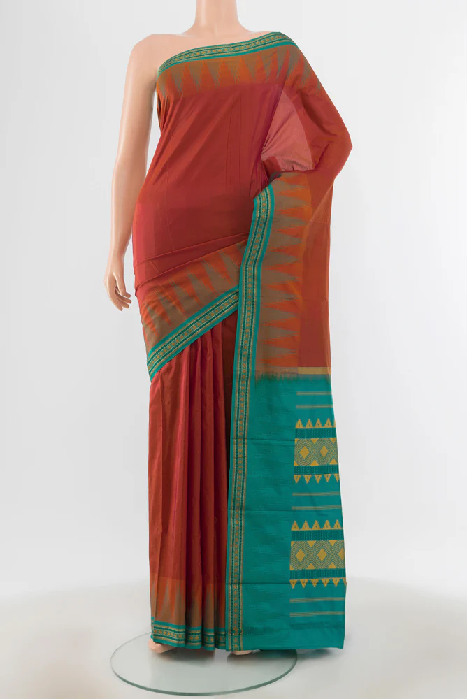 Rust Bangalore Silk - kadyal Saree