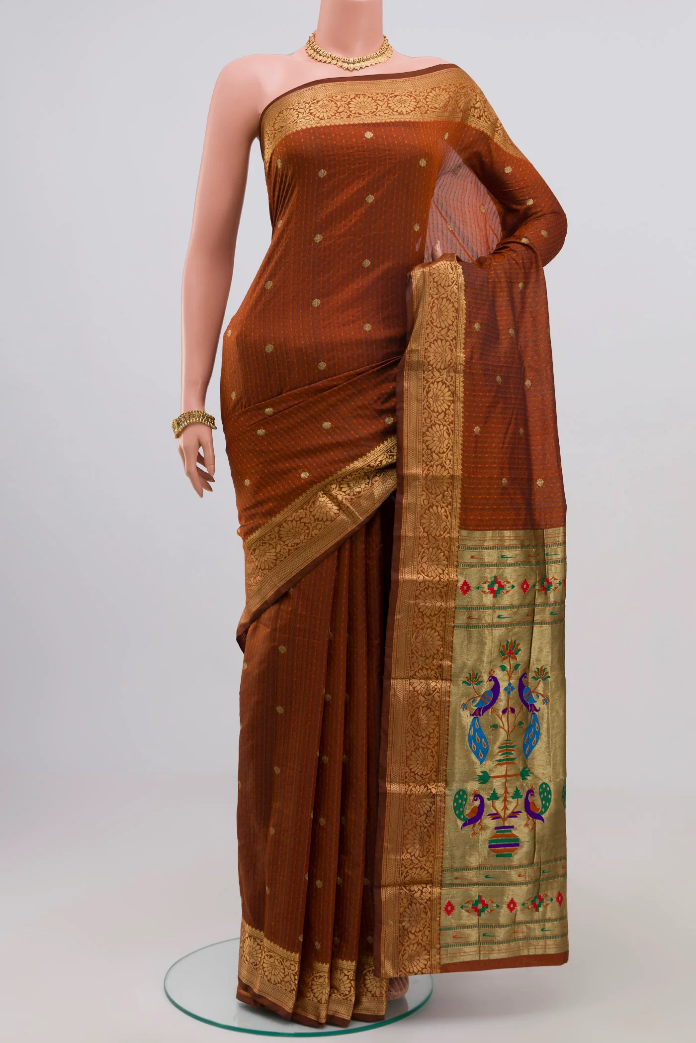 Rust Blended Bangalore Silk Saree