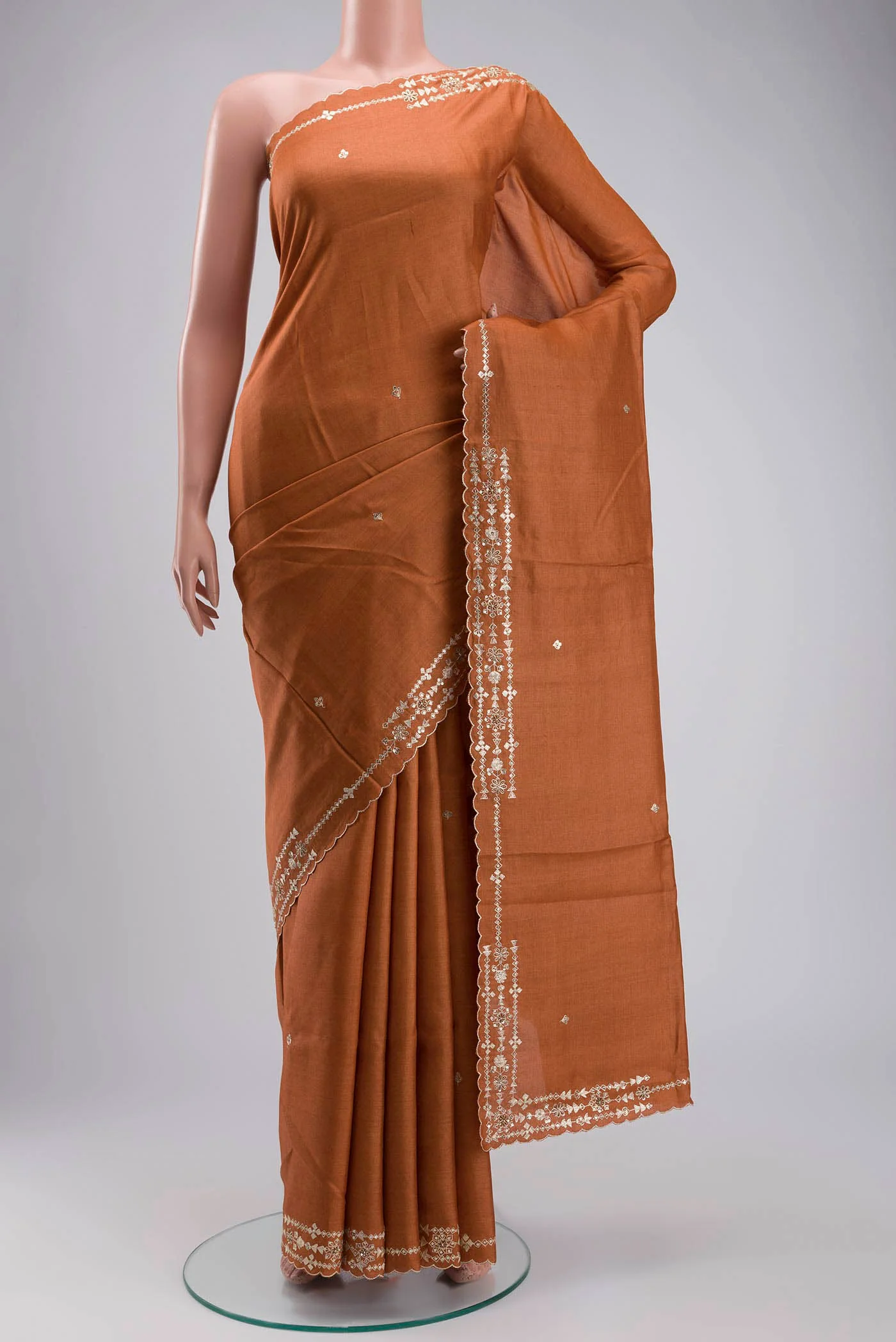 Rust Bhagalpuri Tussar Silk Saree