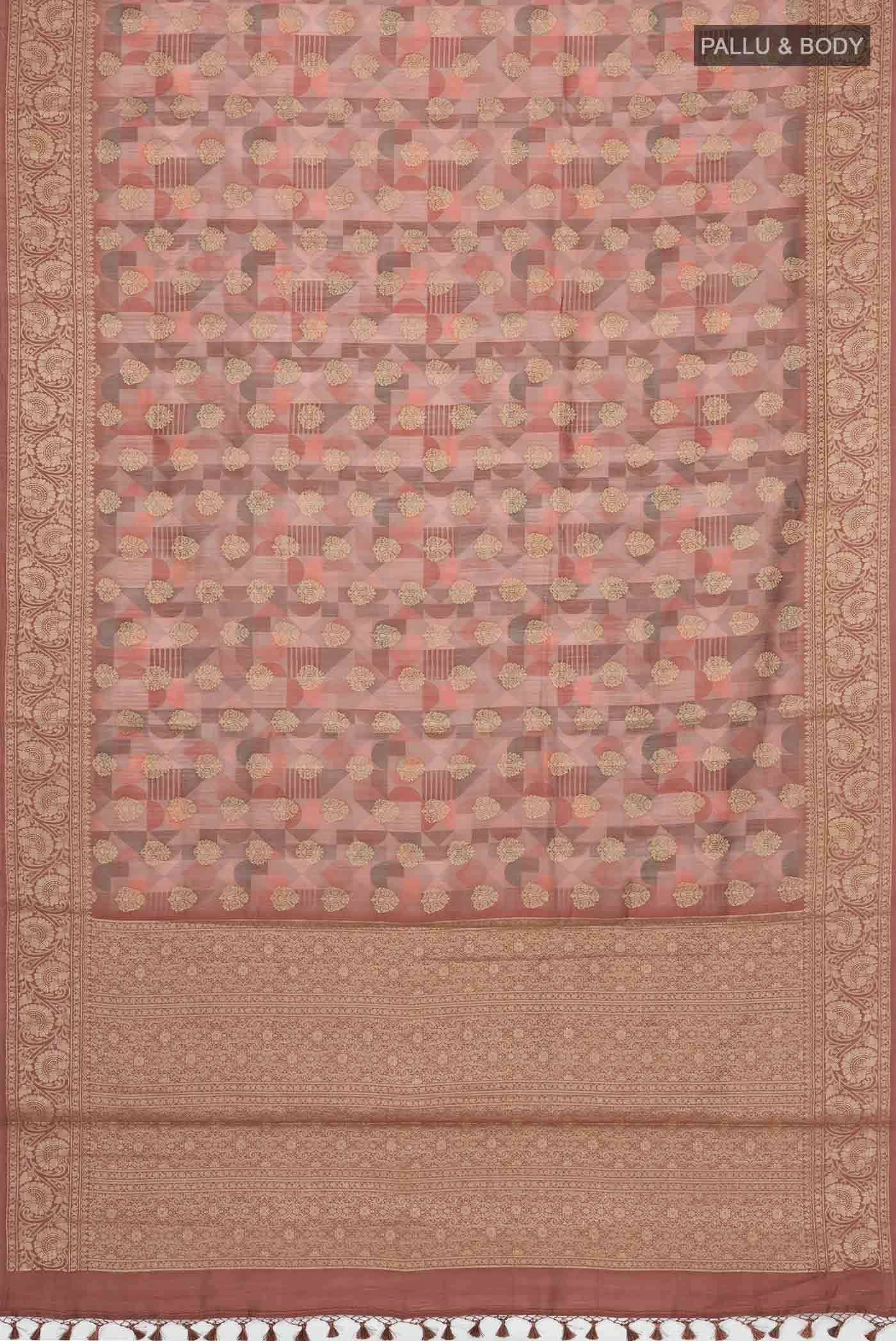 Rust Bhagalpuri Tussar Silk Saree - Image 3