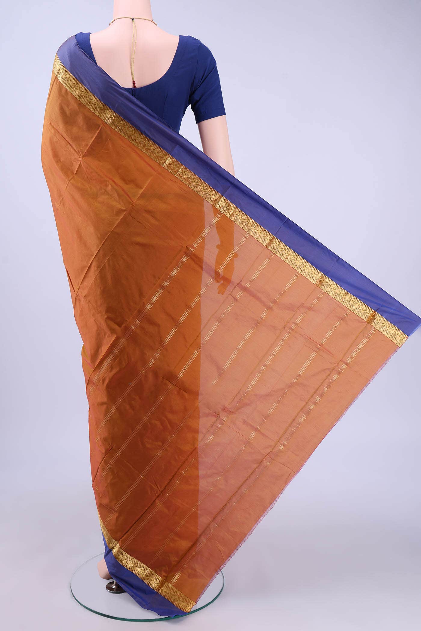 Rust Blended Bangalore Silk Saree - Image 2