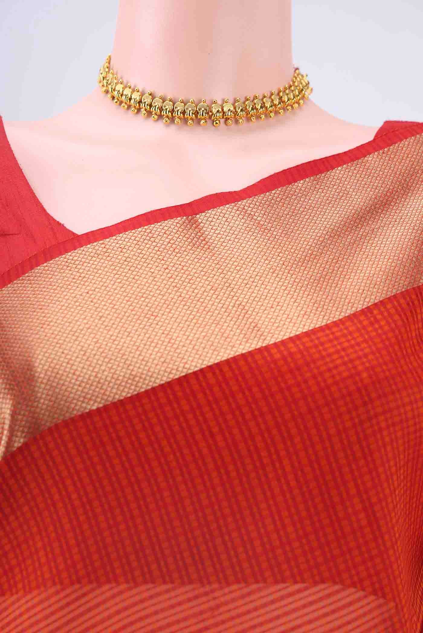 Rust Blended Coimbatore Silk Cotton Saree - Image 2