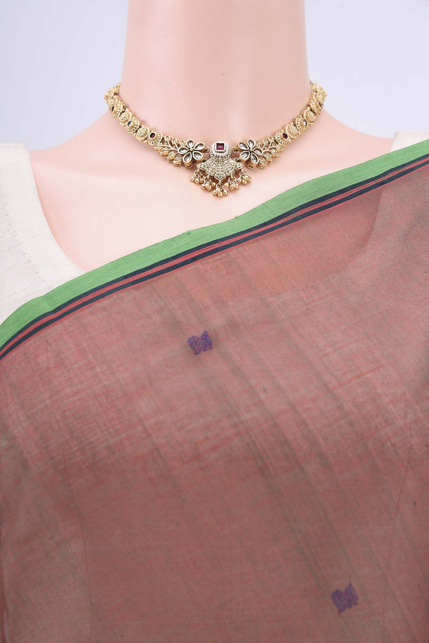 Rust Coimbatore Cotton Saree - Image 2