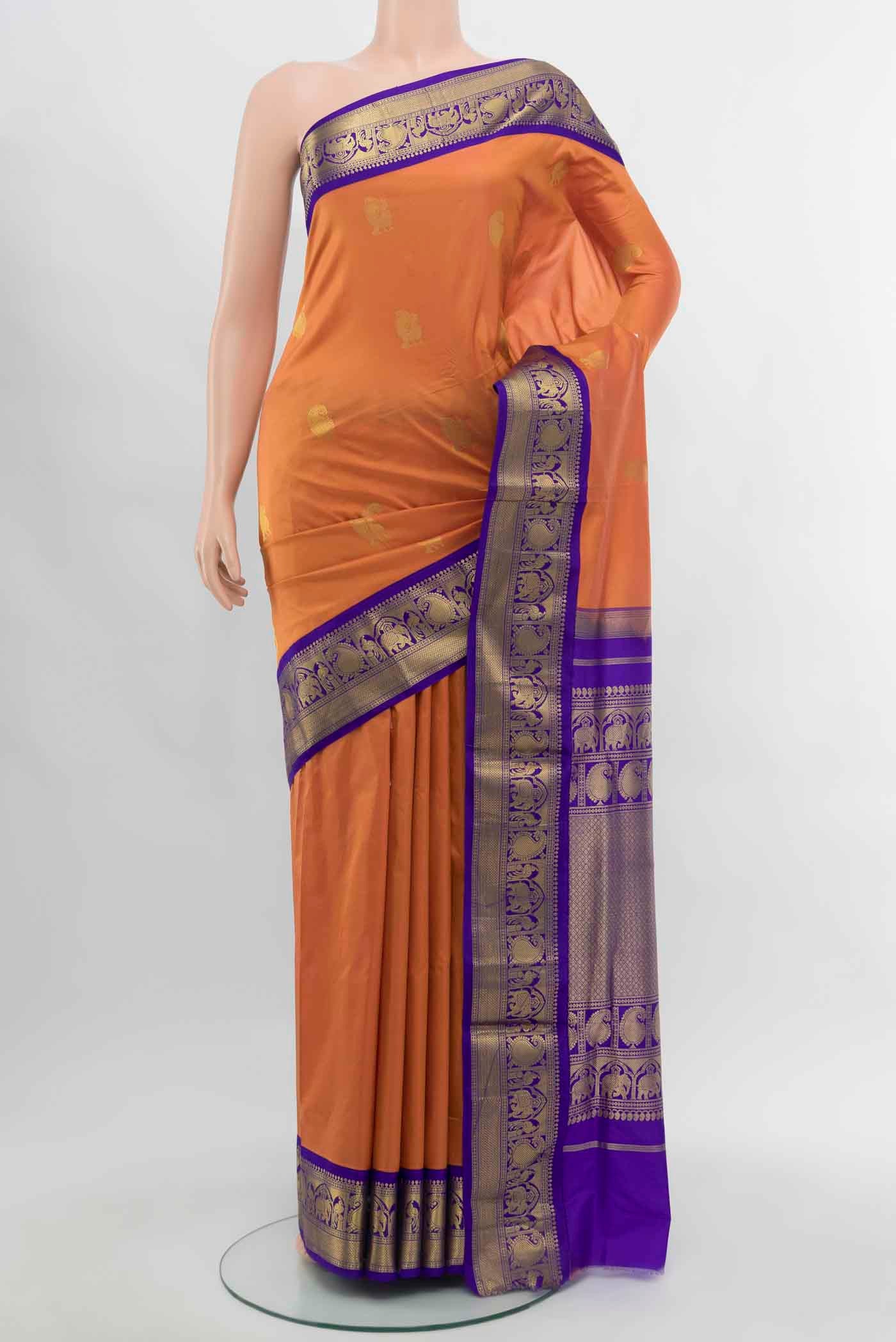 Orange Kanchipuram Silk Nine Yards Saree