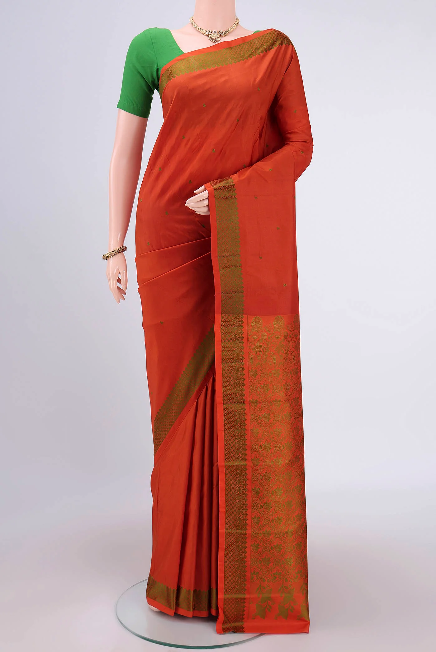 Orange Kanchipuram Silk Saree