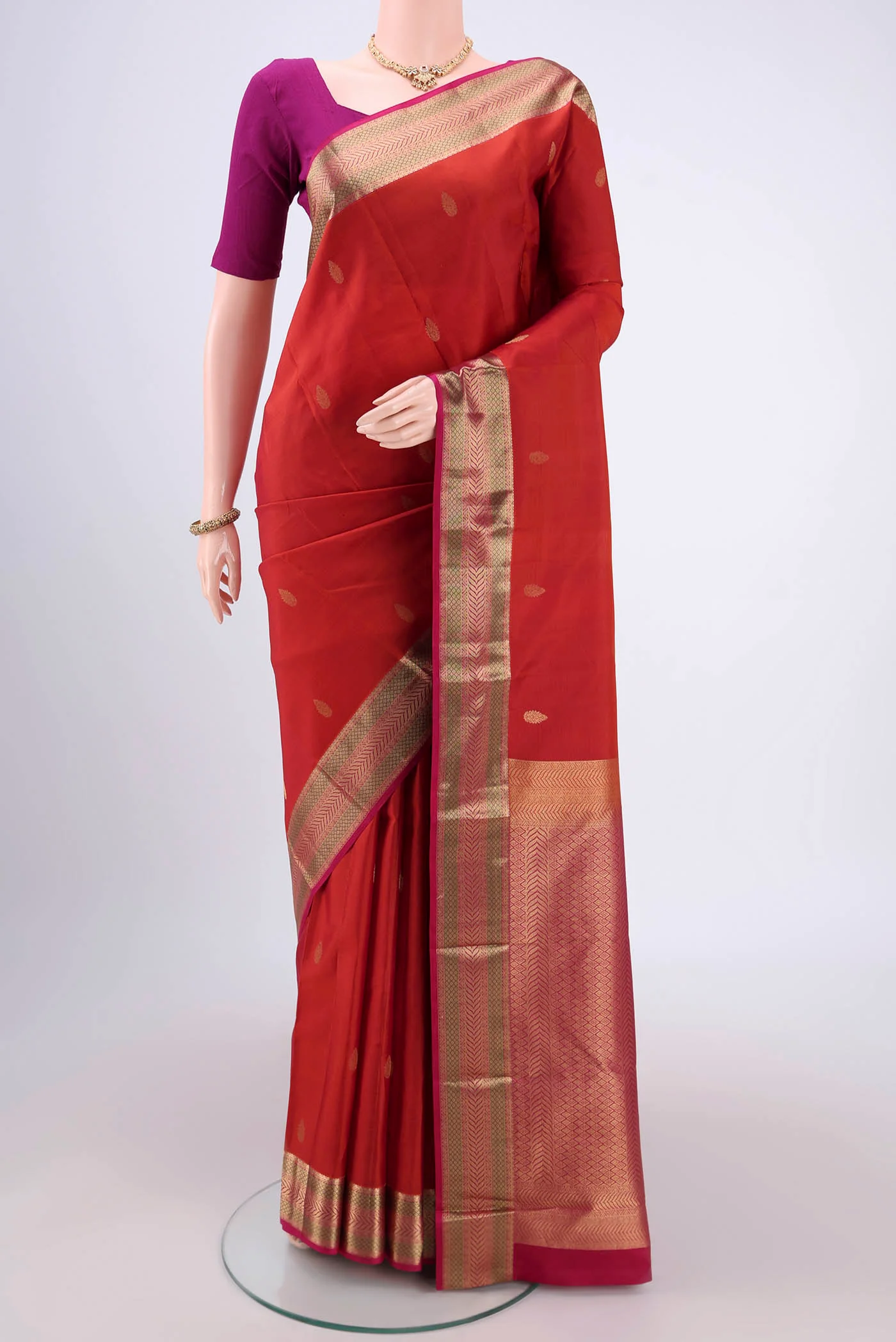 Rust Kanchipuram Silk Saree