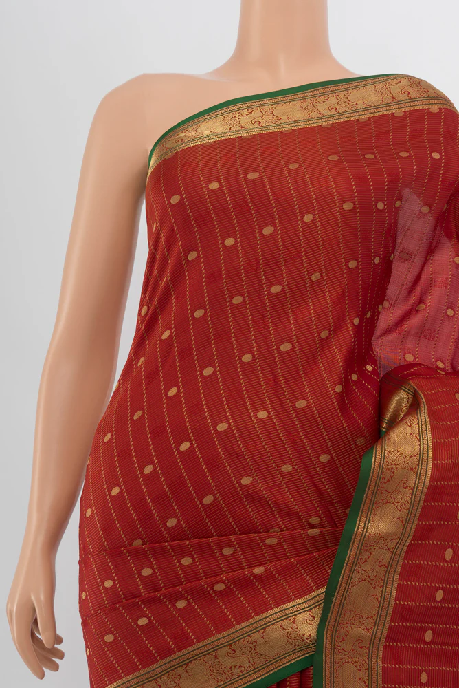 Rust Kanchipuram Silk Saree - Image 2