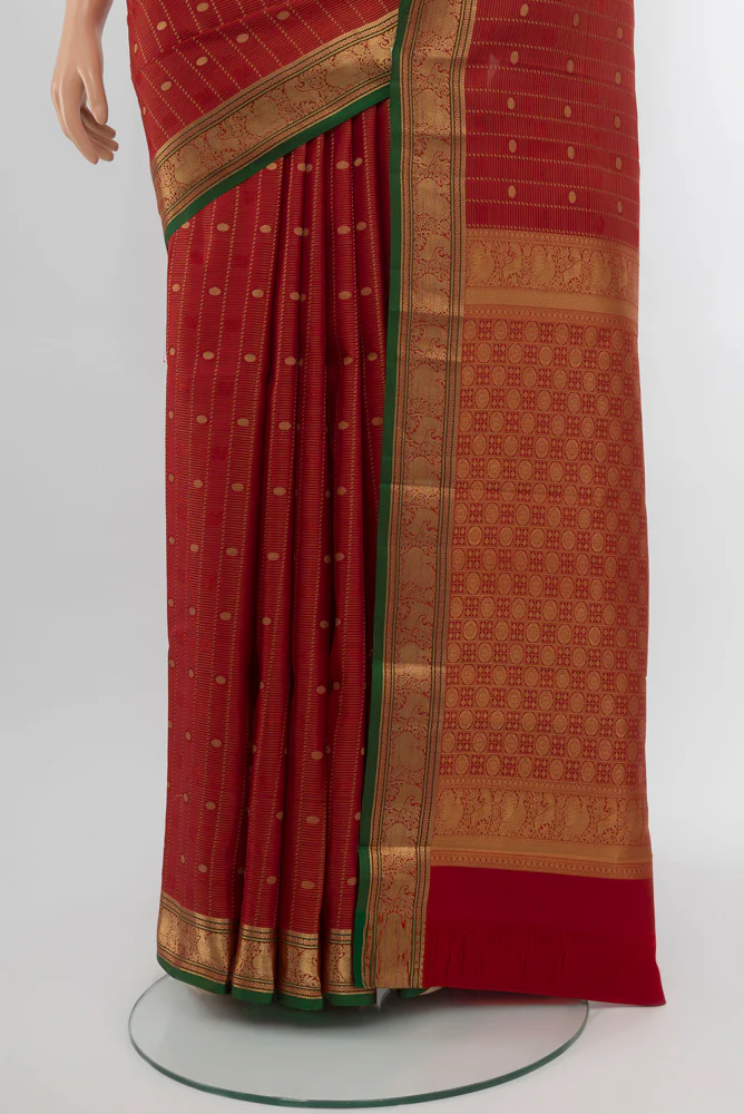Rust Kanchipuram Silk Saree - Image 3