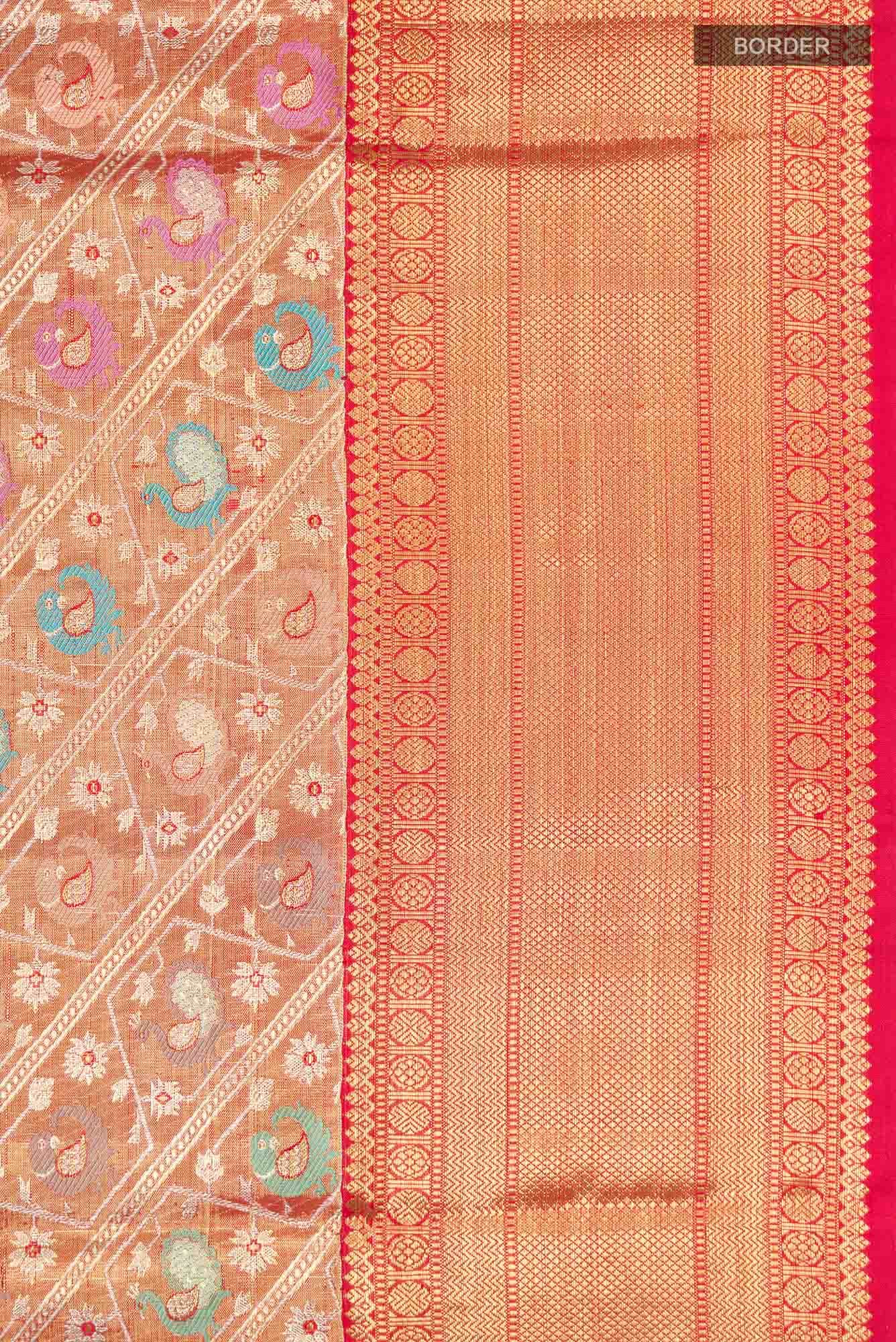 Pure Silk Pure Zari Rust Kanjivaram Saree - Image 6