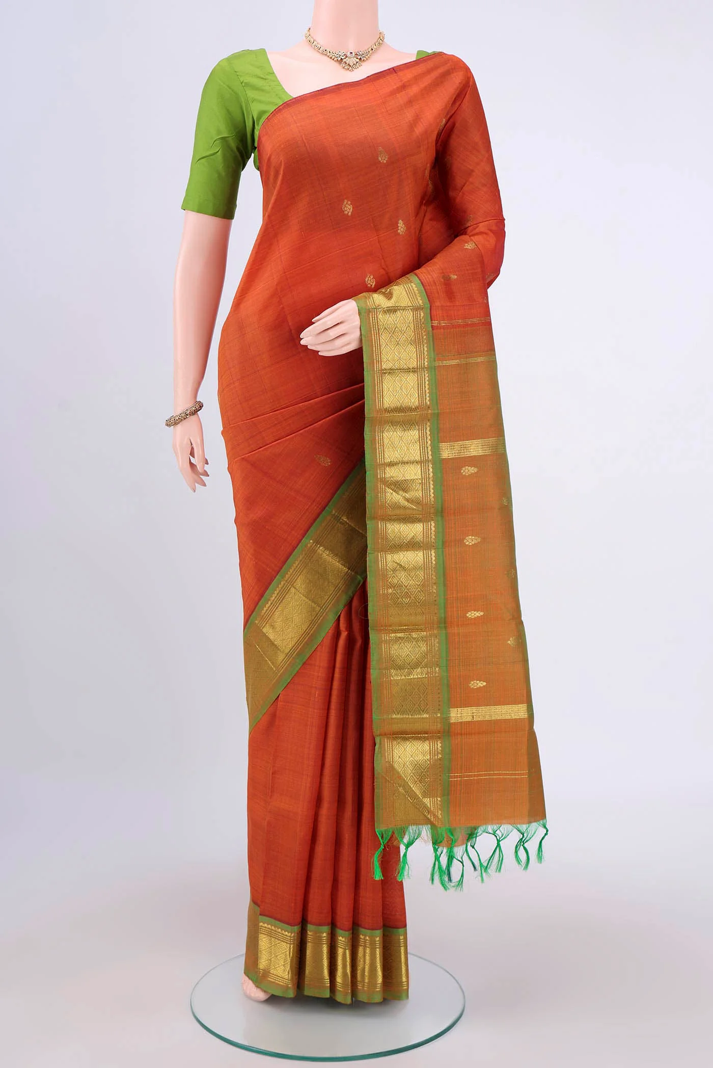 Rust Kanjivaram Silk Saree