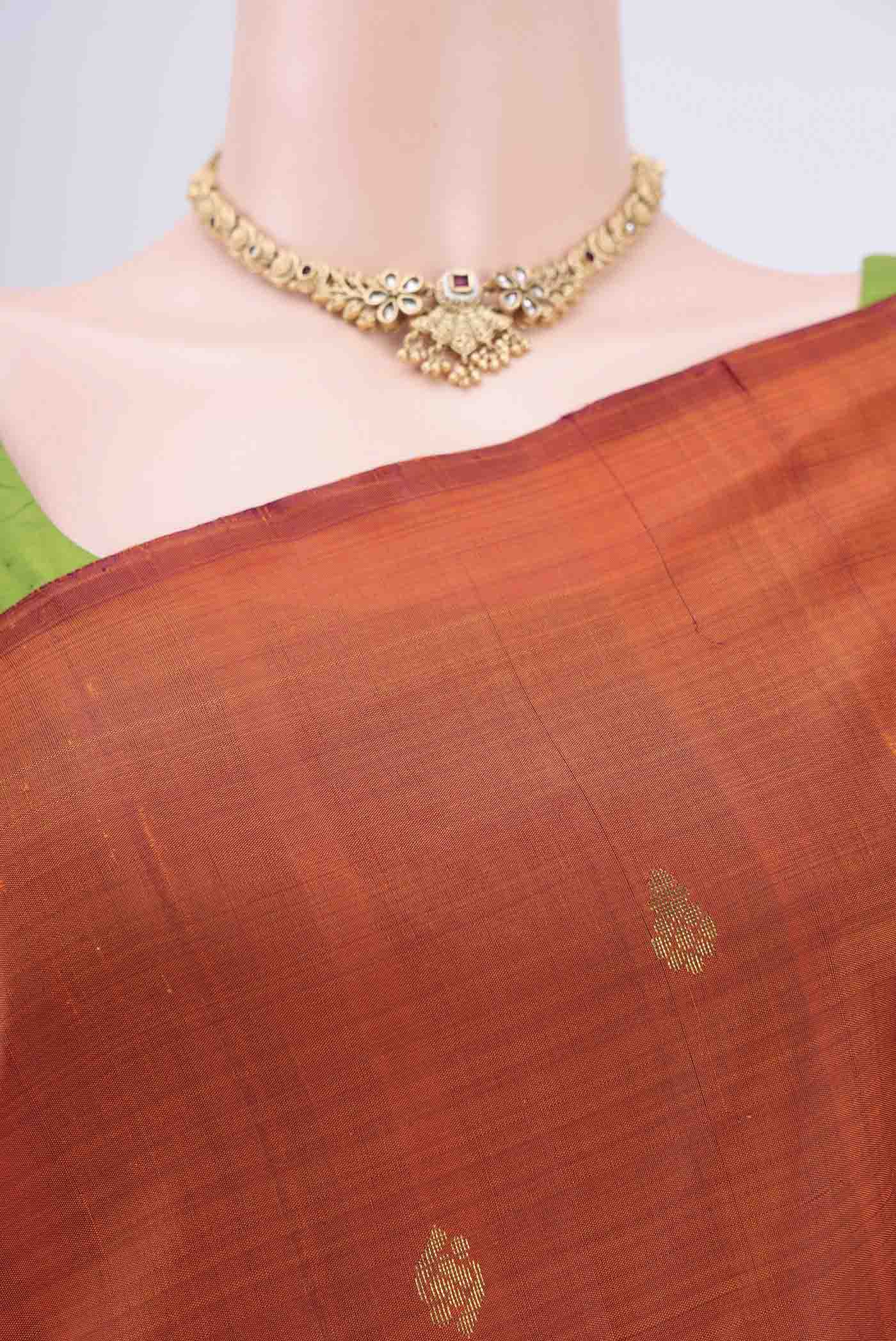 Rust Kanjivaram Silk Saree - Image 2