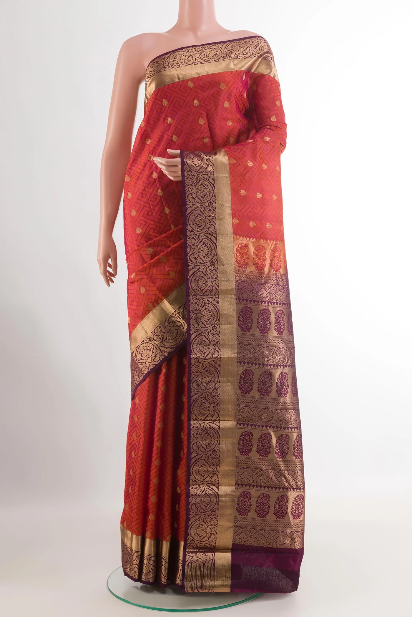 Rust Kanjivaram Silk Saree