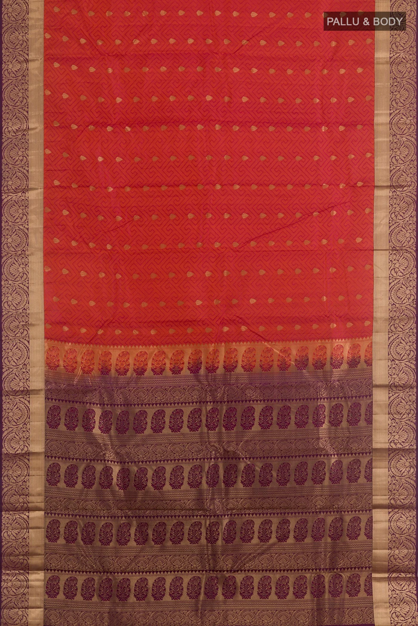 Rust Kanjivaram Silk Saree - Image 3
