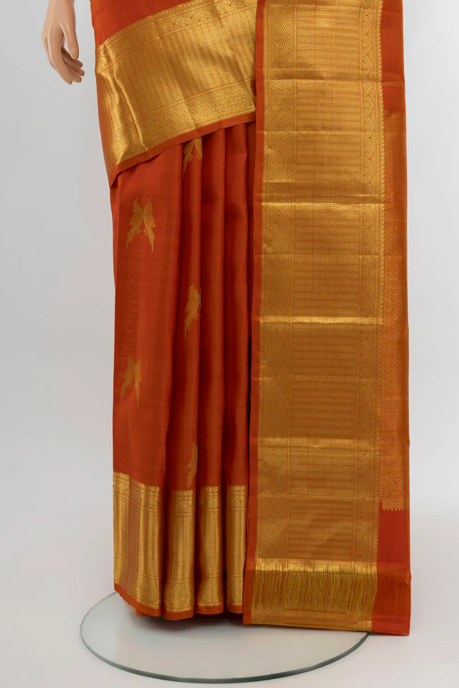 Rust Kanjivaram Silk Saree - Image 3