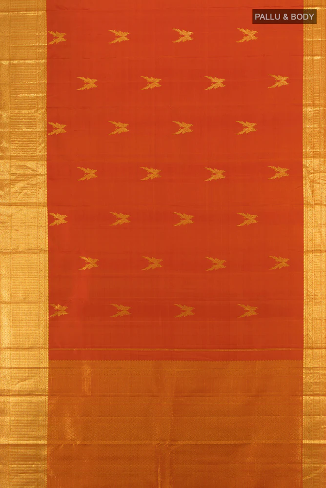 Rust Kanjivaram Silk Saree - Image 5