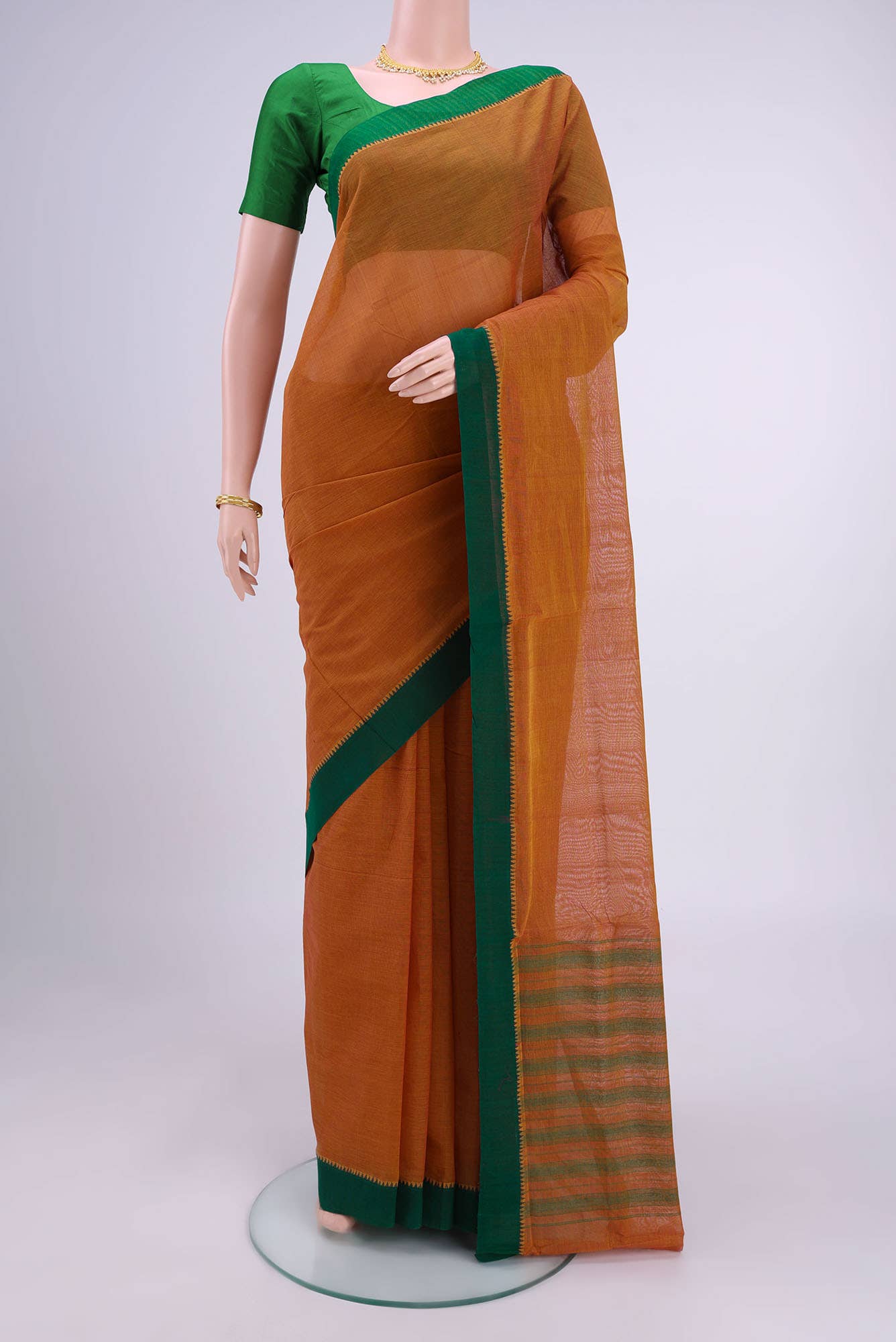 Rust Khadi Cotton Saree