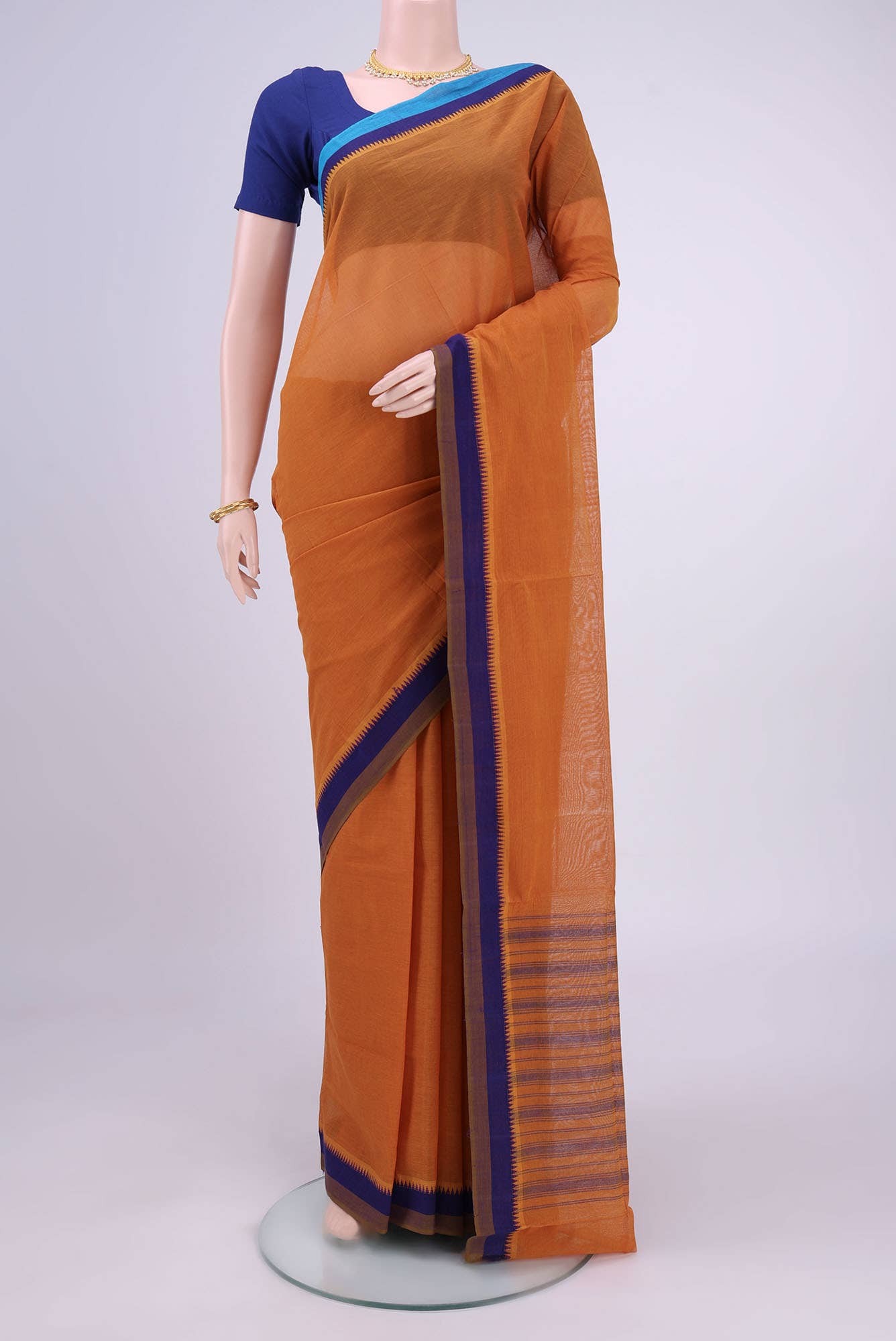 Rust Khadi Cotton Saree