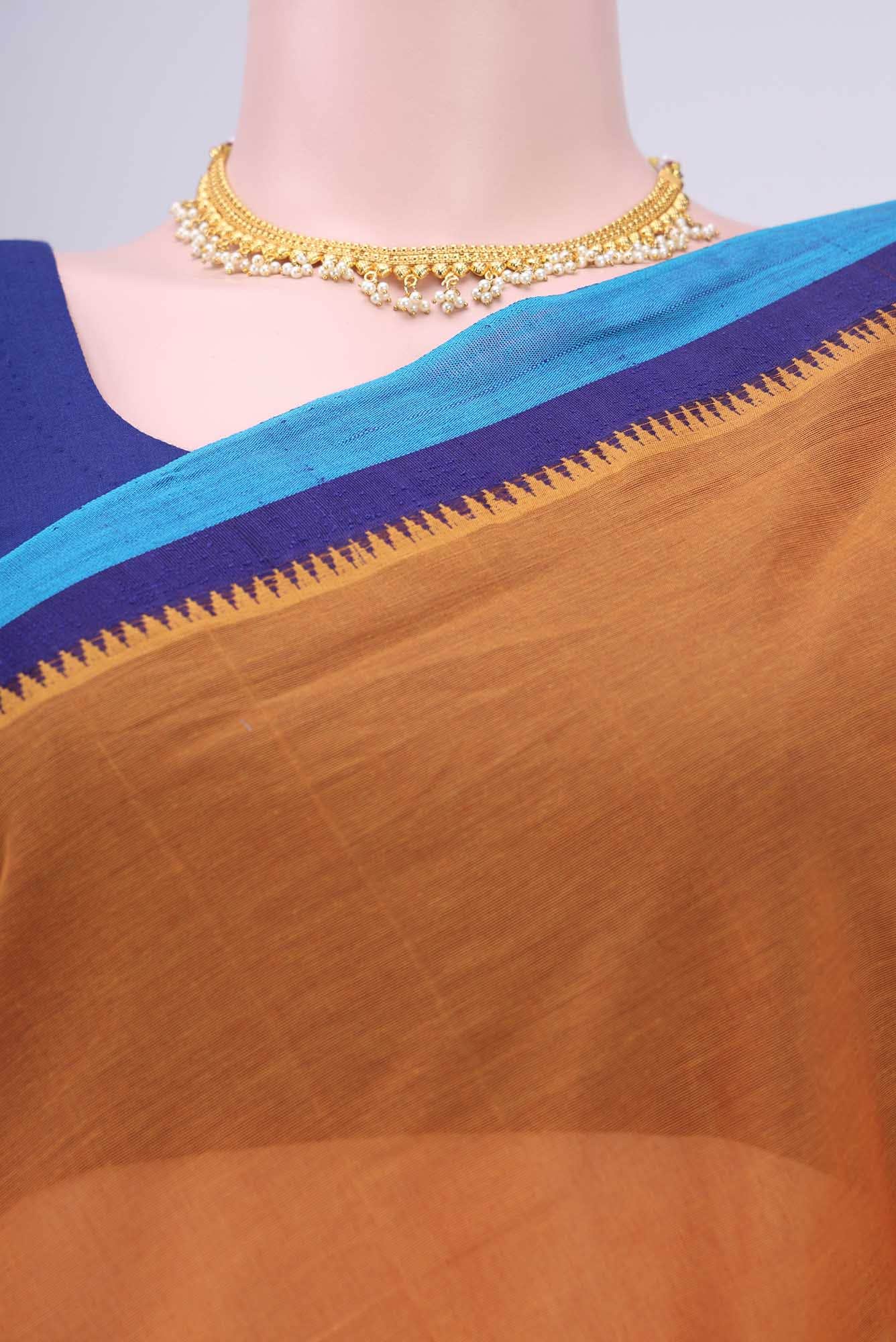 Rust Khadi Cotton Saree - Image 3