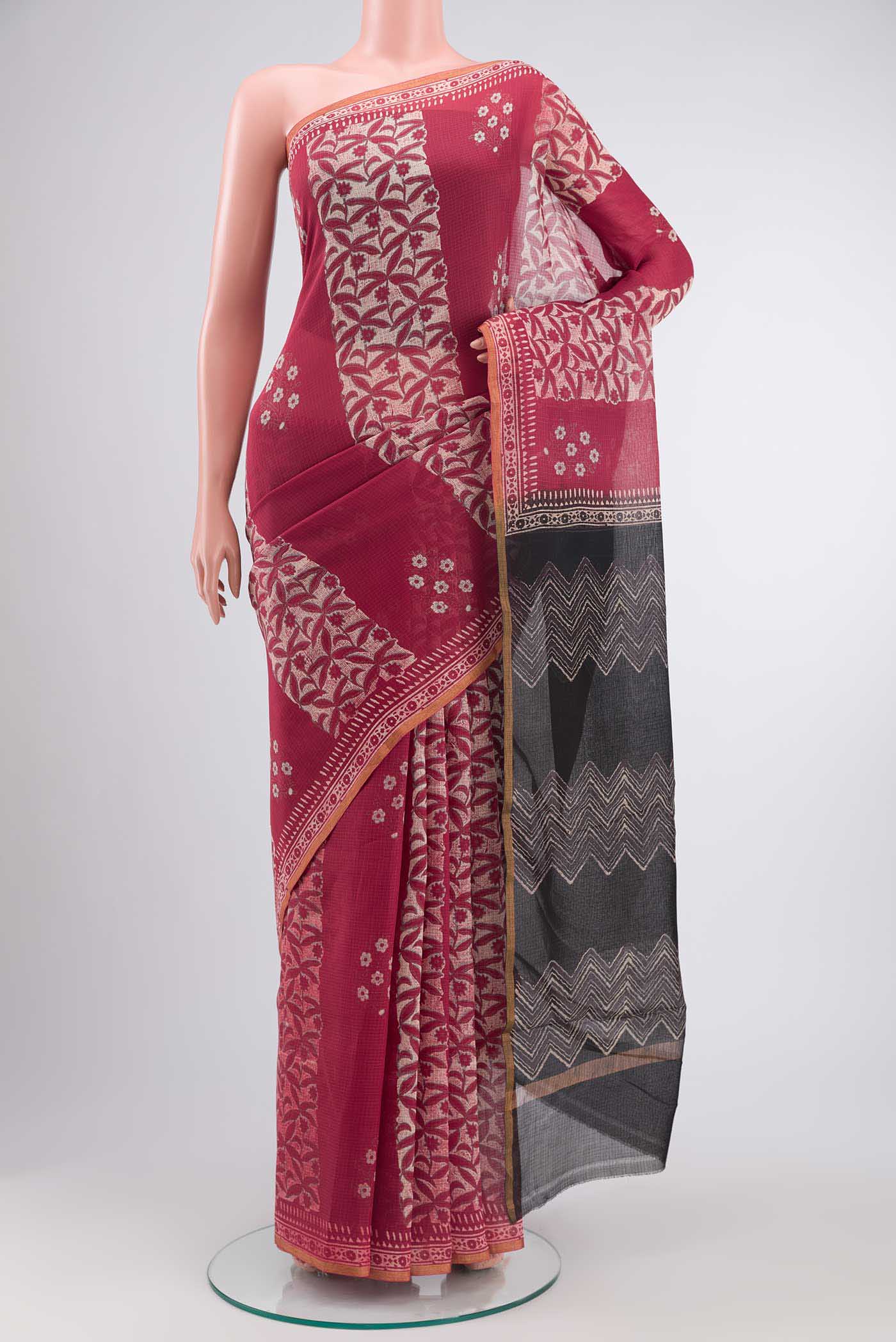 Rust Kota Cotton Saree