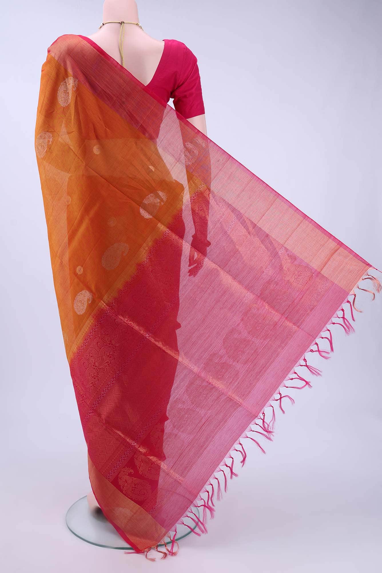 Rust Kota Cotton Saree - Image 2
