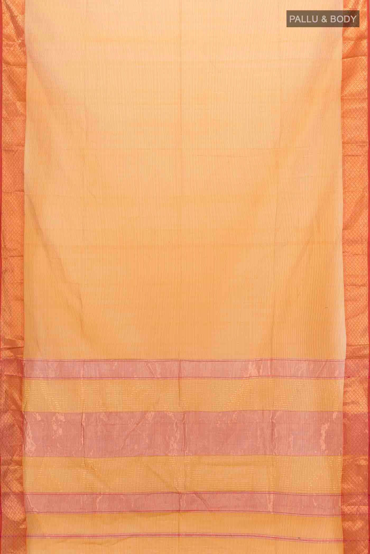 Rust Maheshwari Silk Cotton Saree - Image 5