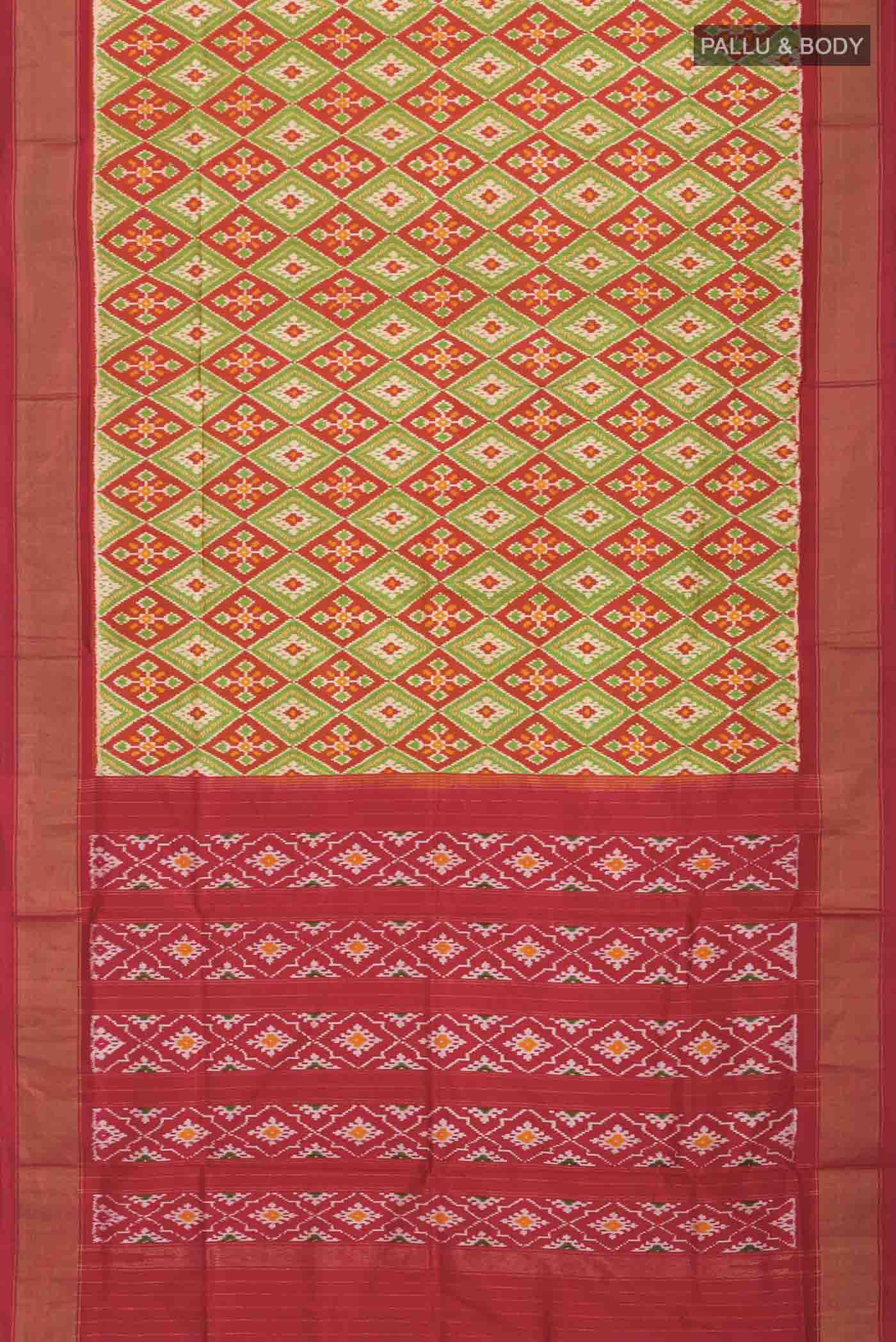 Rust Pochampally Silk Saree - Image 6