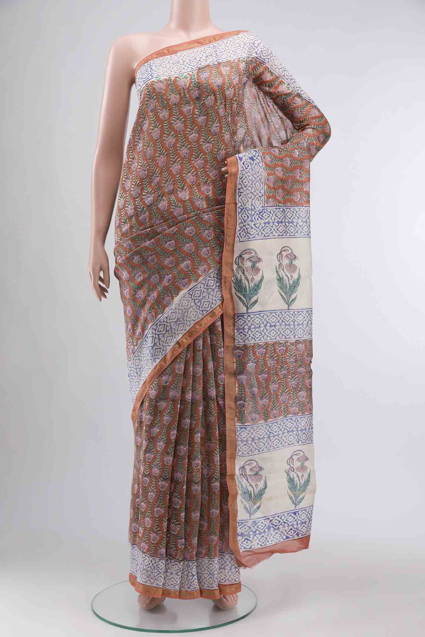 Rust Silk Cotton Saree