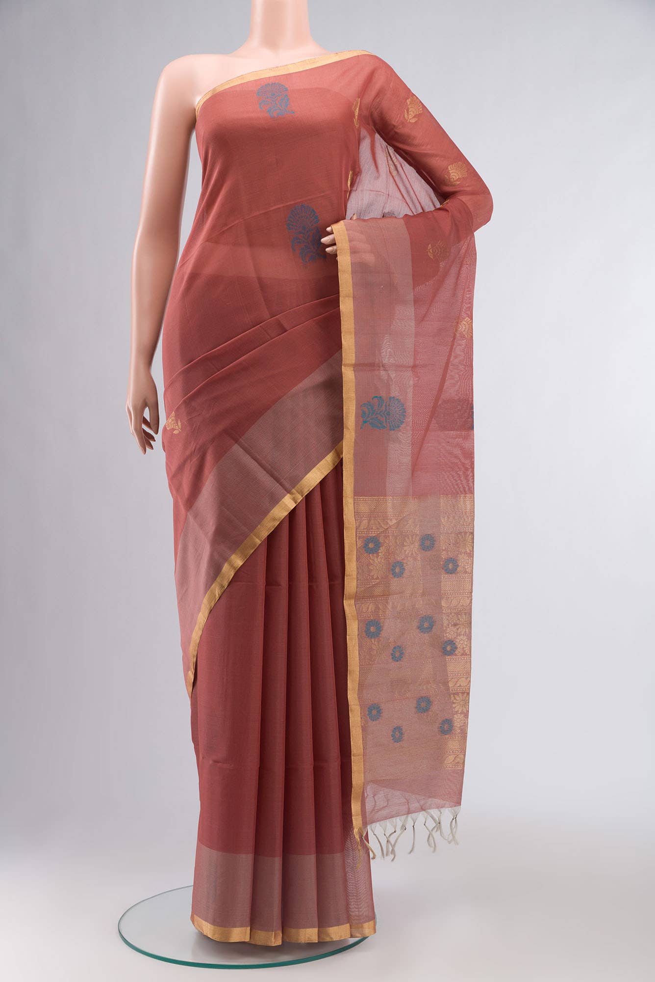Rust Silk Cotton Saree