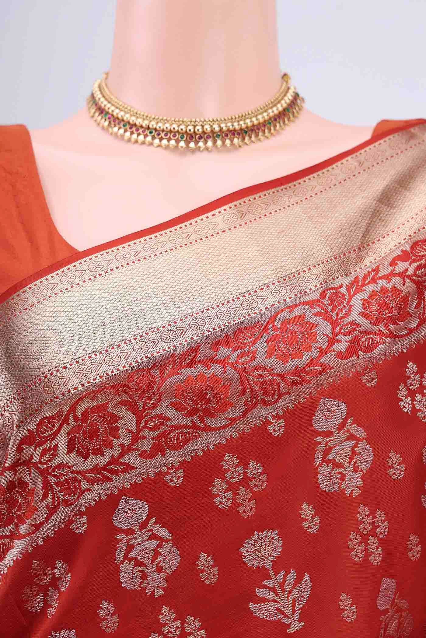 Rust Soft Silk Saree - Image 2