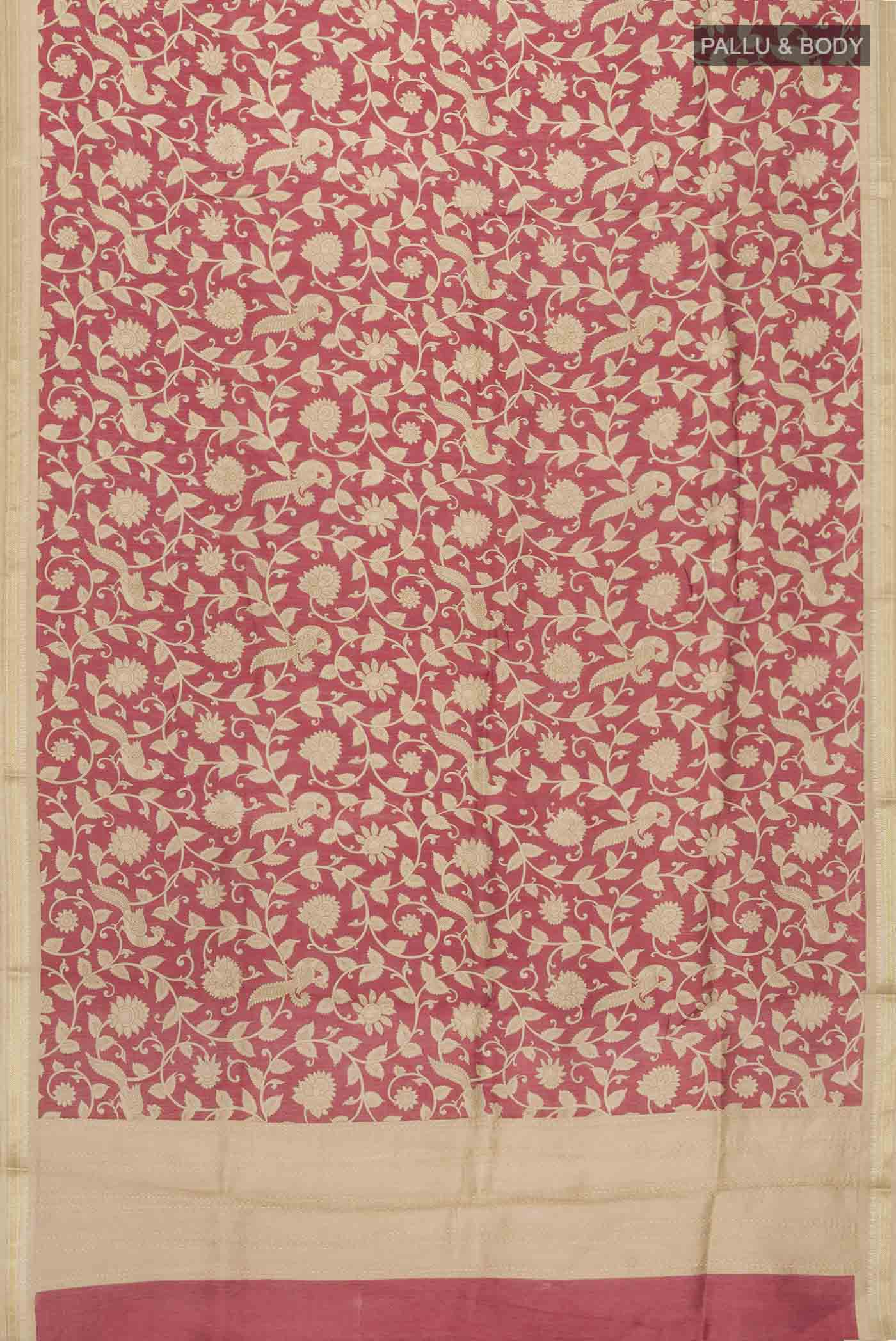 Maroon Tussar Silk Saree - Image 5