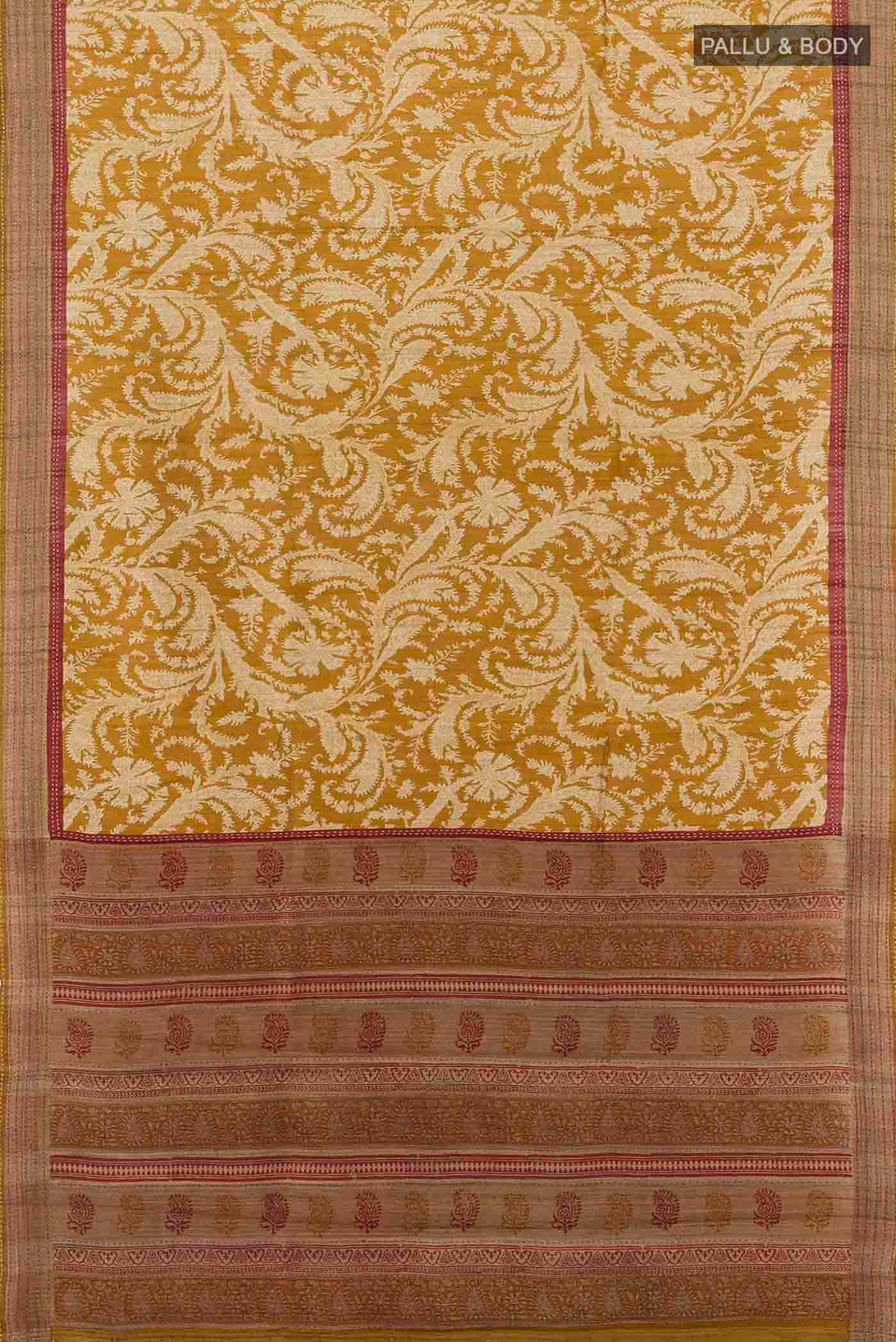 Mustard Tussar Silk Saree - Image 5