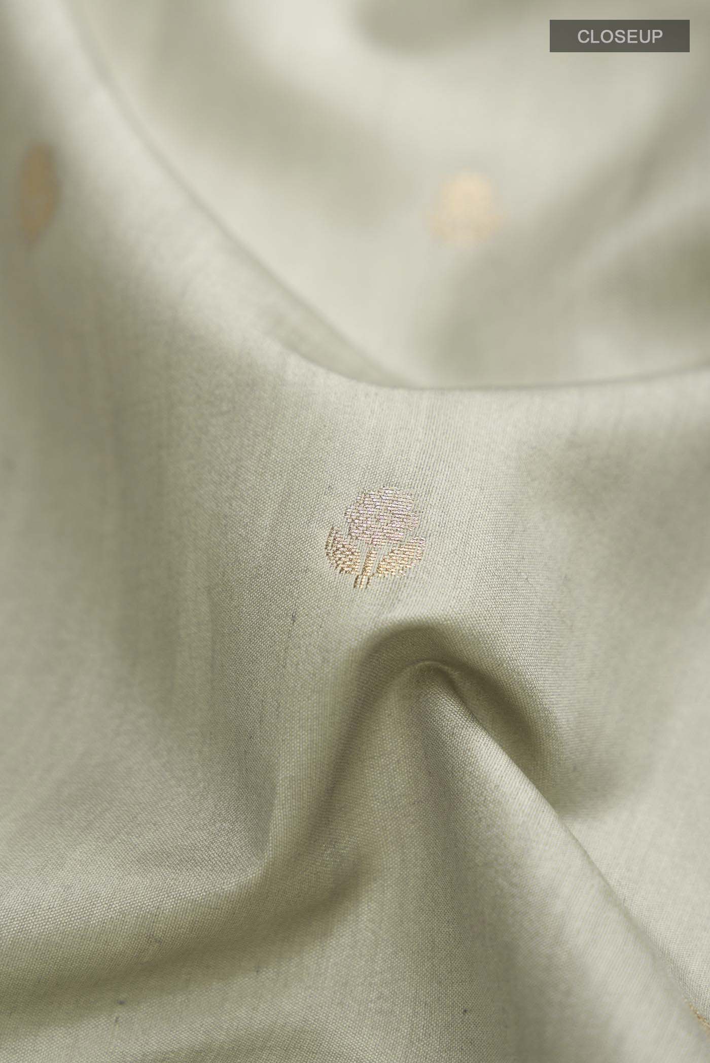 Sage Green Banarasi Raw Silk Saree - Image 2