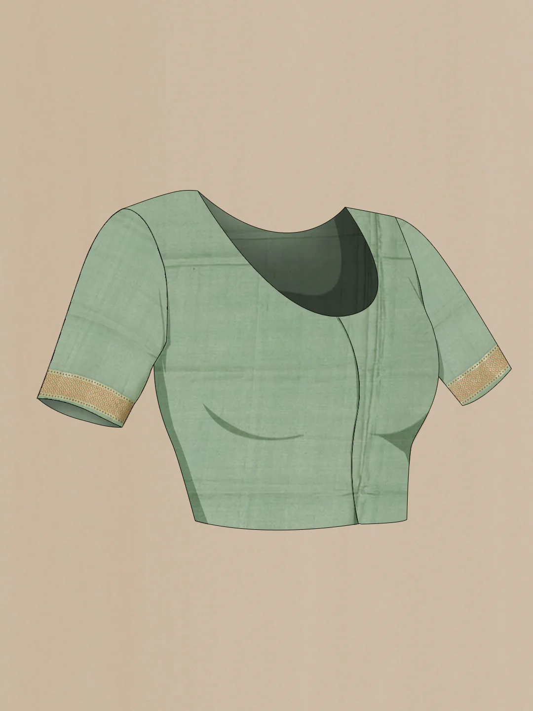 Sage Green Banarasi Tussar Silk Saree - Image 4