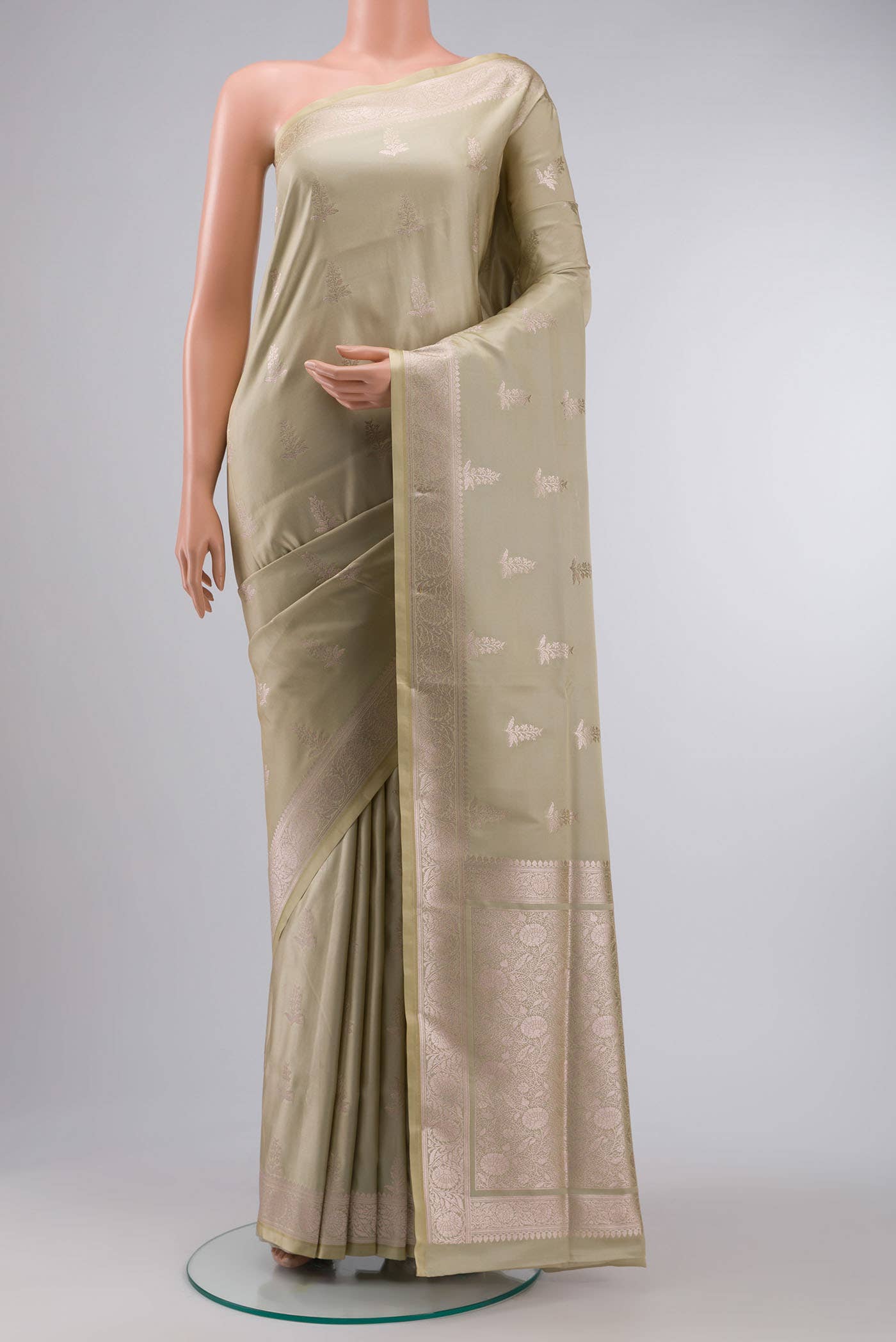 Sage Green Blended Banarasi Silk Saree