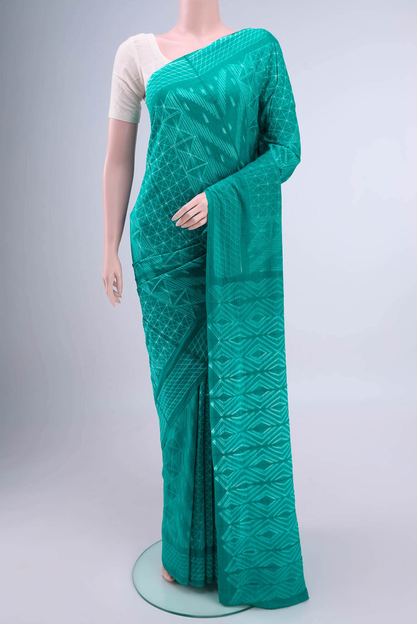 Sage Green Blended Cotton Saree