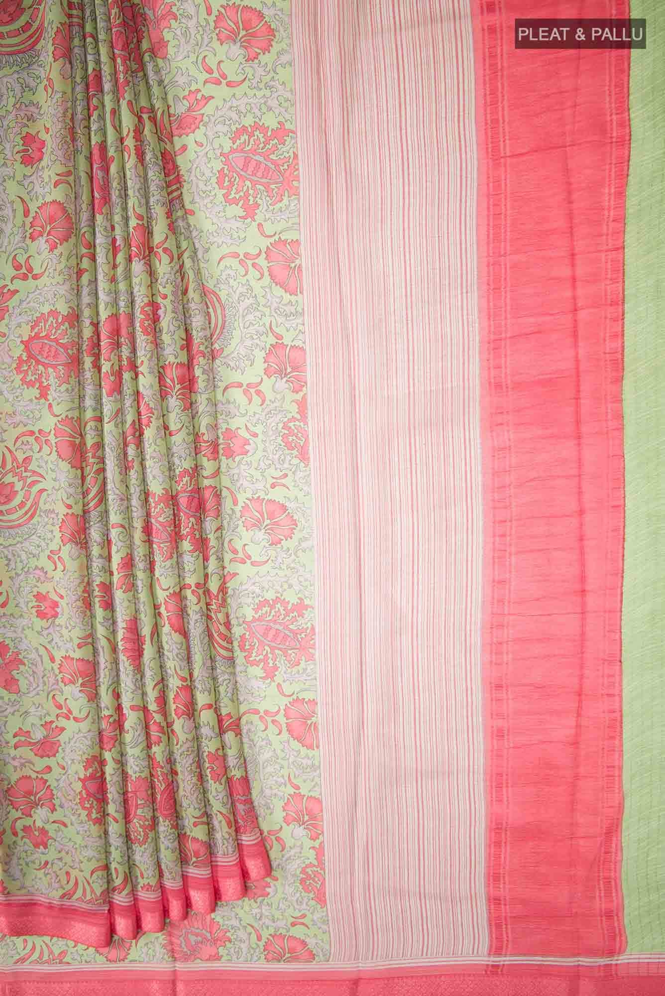 Sage Green Chiffon Saree - Image 2