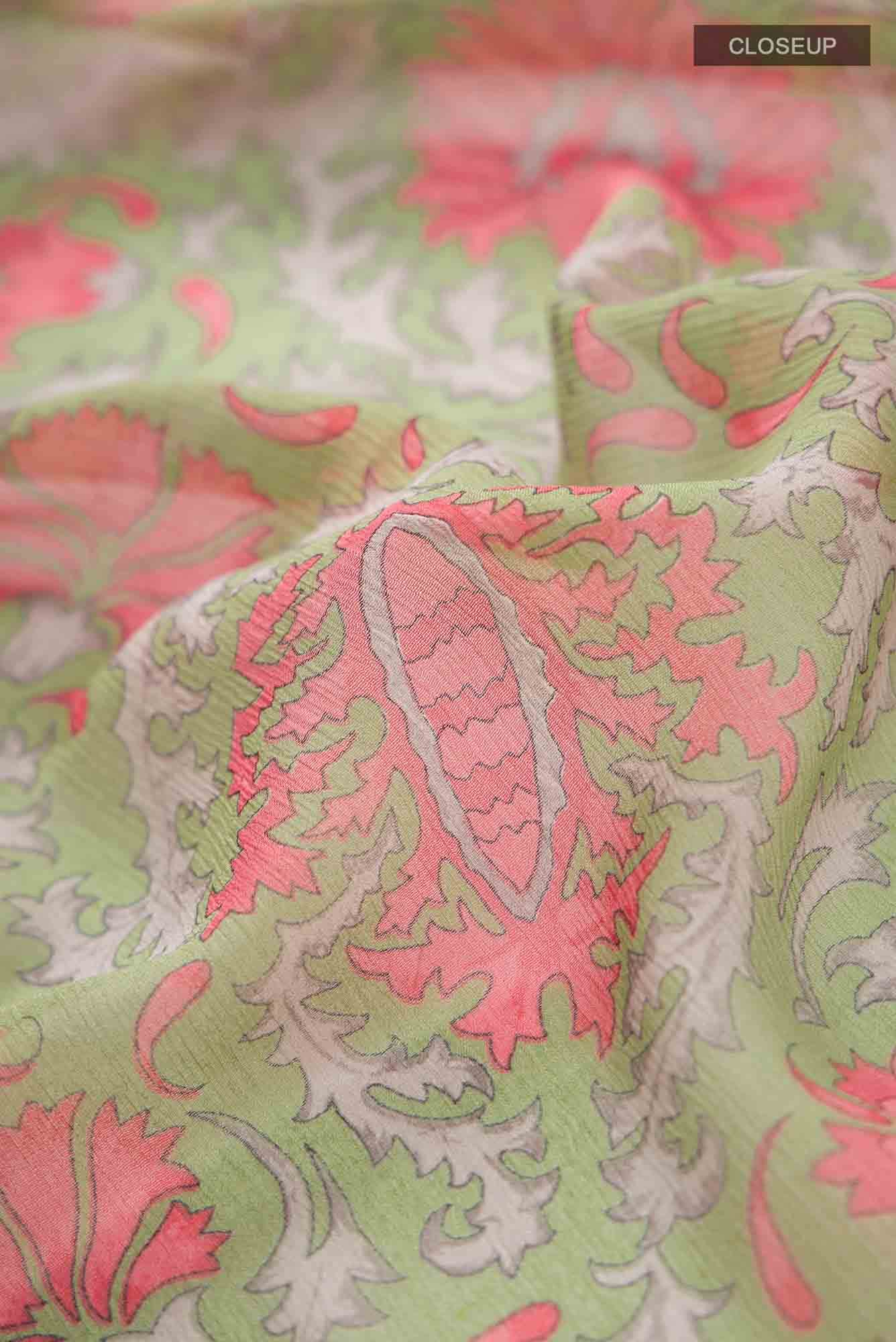 Sage Green Chiffon Saree - Image 8