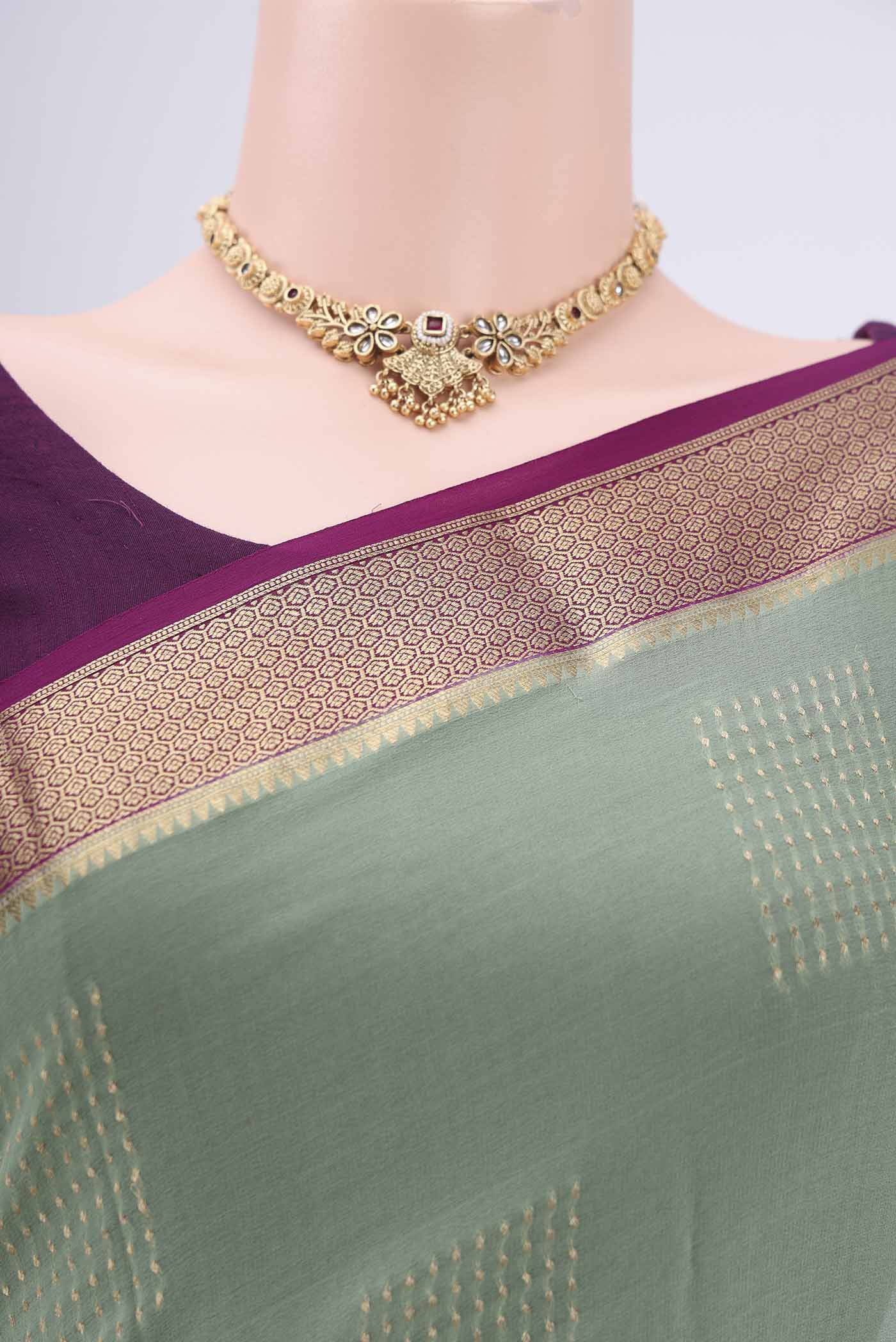 Sage Green Georgette Saree - Image 2