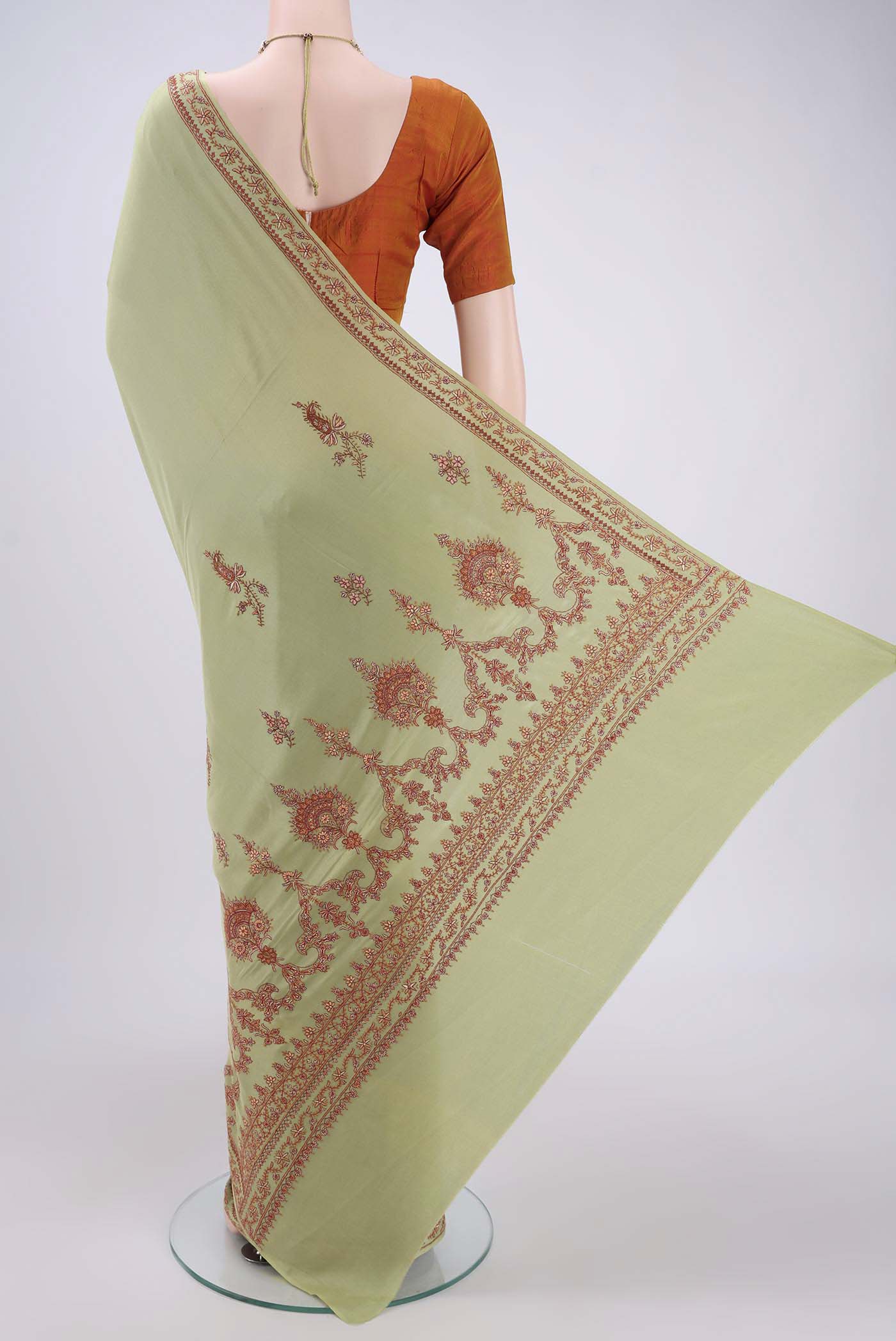 Sage Green Kashmiri Saree - Image 3