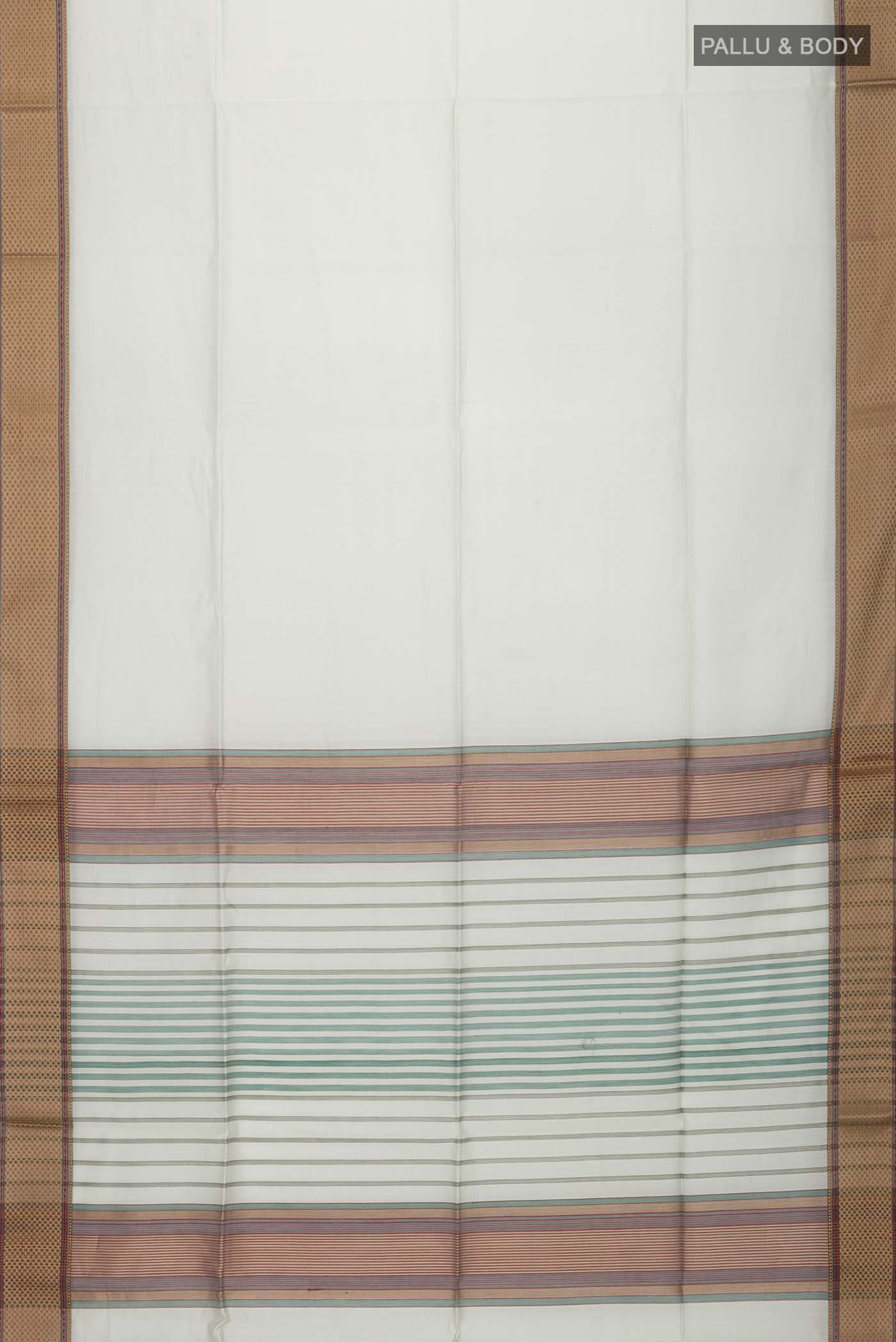 Sage Green Maheshwari Silk Cotton Saree - Image 3