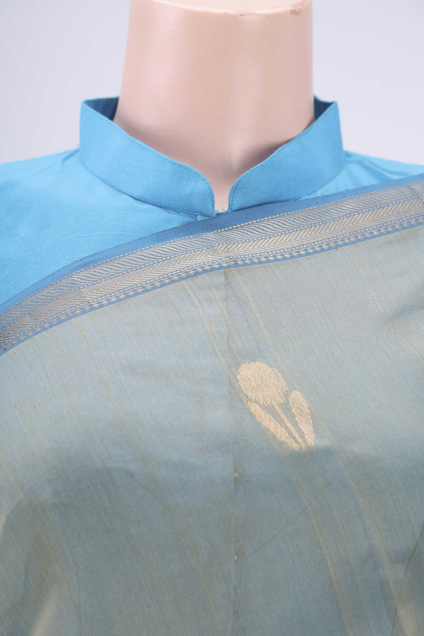 Grey Maheshwari Silk Cotton Saree - Image 2