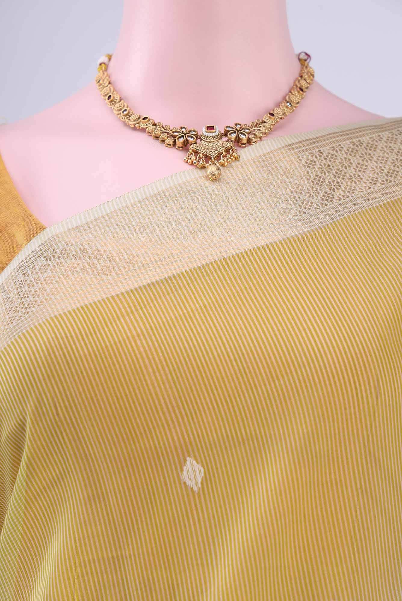 Sage Green Maheshwari Silk Cotton Saree - Image 3