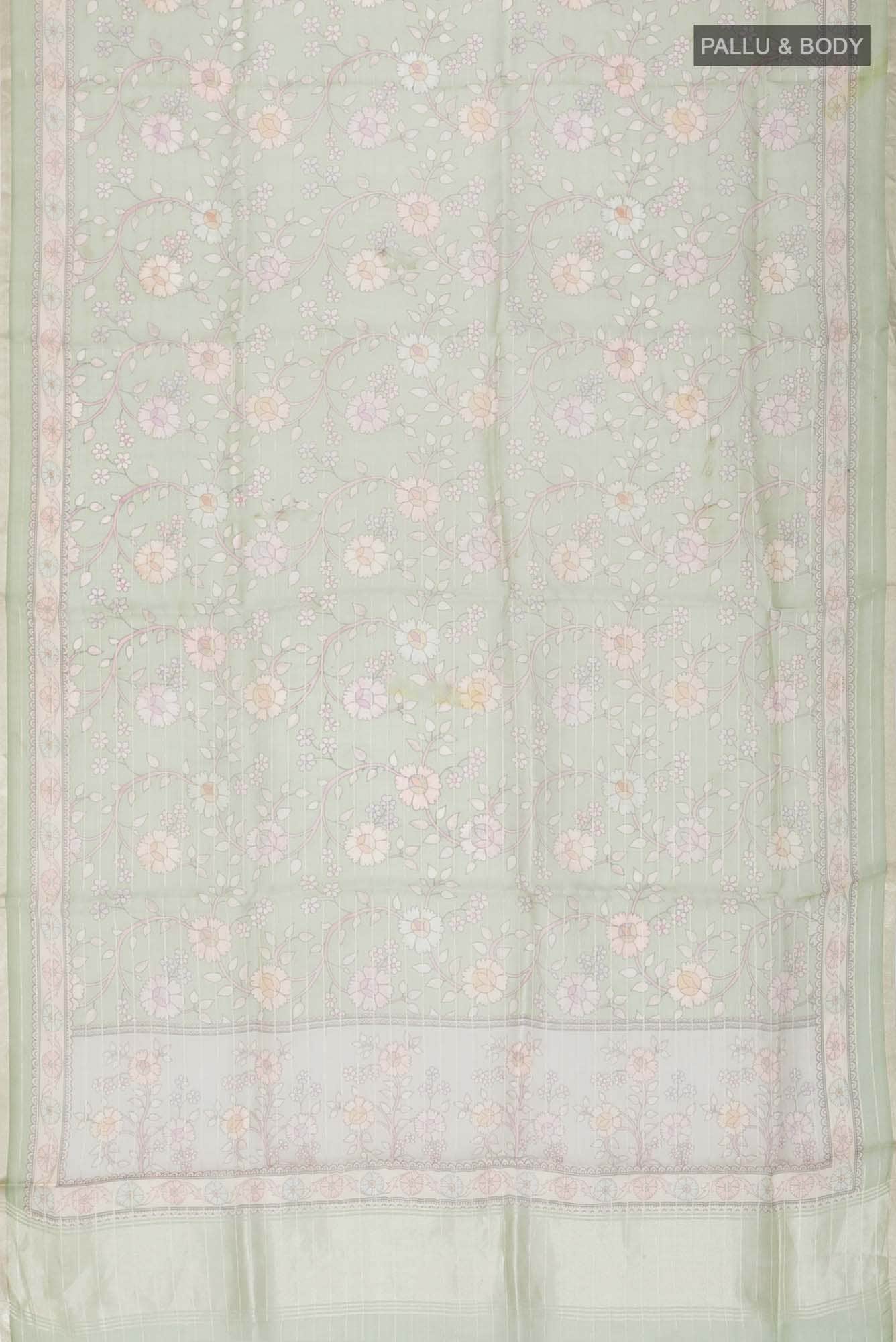 Sage Green Organza Silk Saree - Image 3