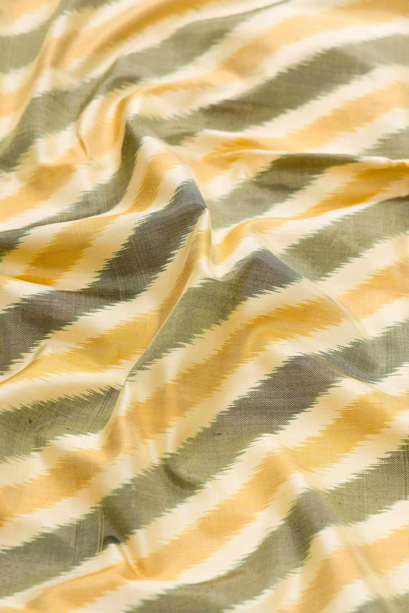 Sandal and Grey Color Double Ikat Saree - Image 2