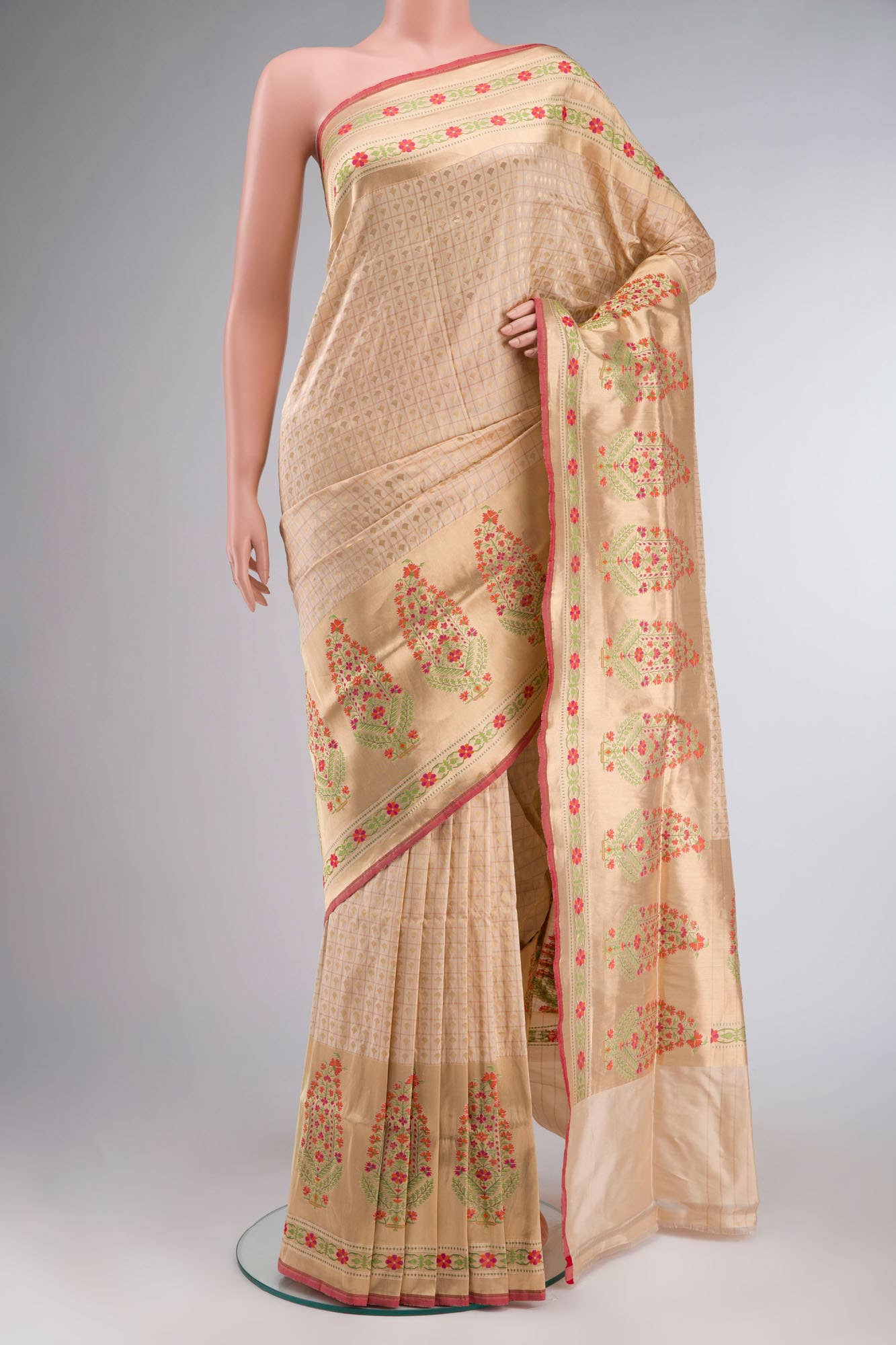 Sandal Banarasi Silk Saree - Image 7