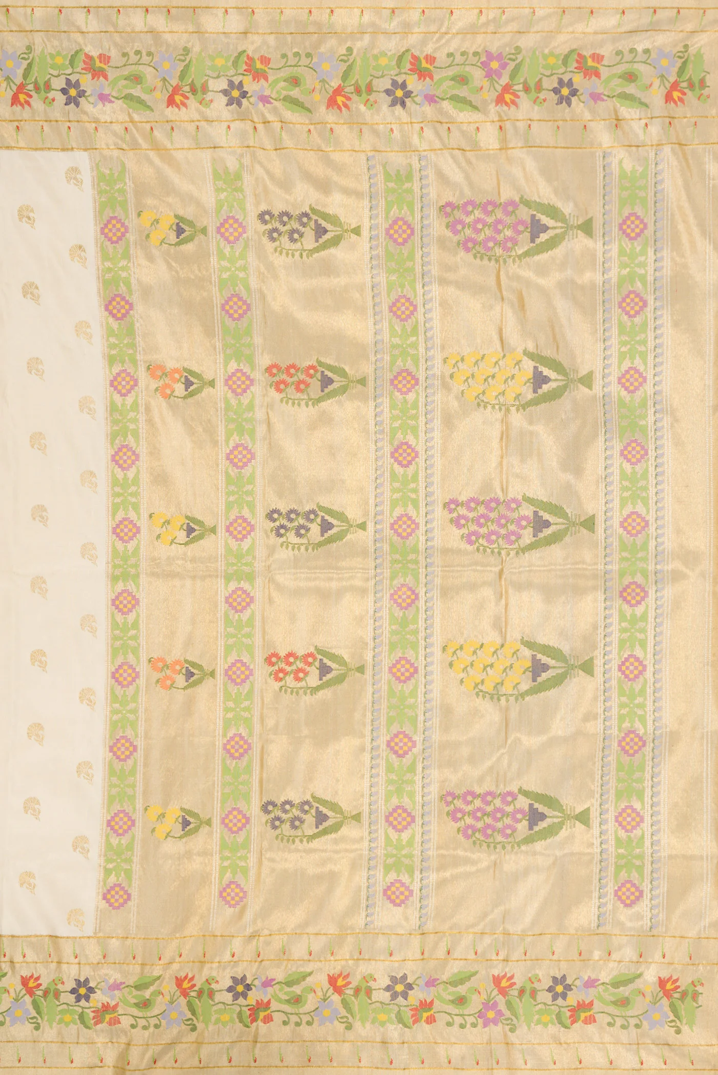 Pure Silk Pure Zari Cream Paithani Saree - Image 7